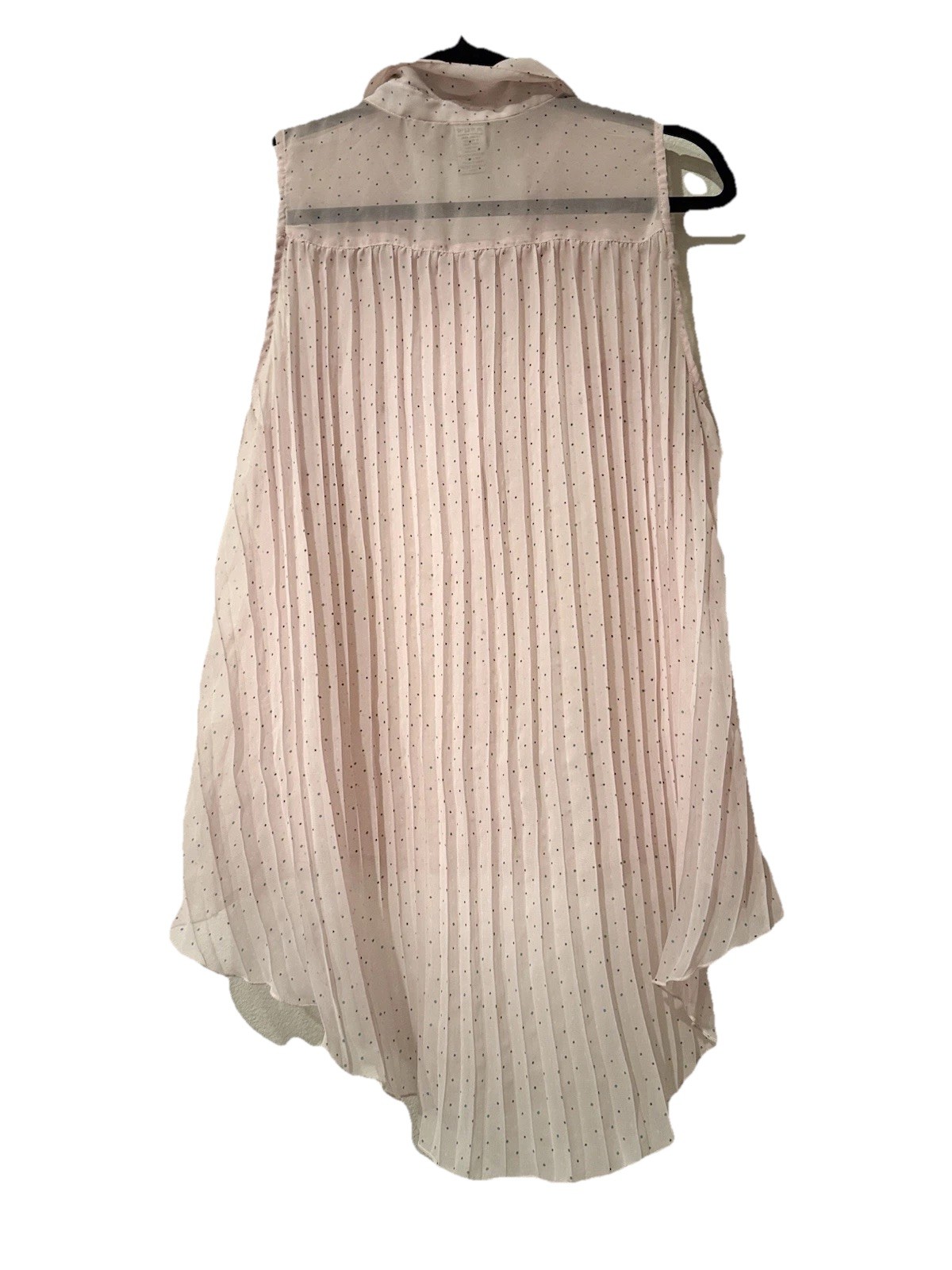 Eyelash Couture XL Pink Polka Dot Chiffon Sleeveless Romantic Pleated Blouse