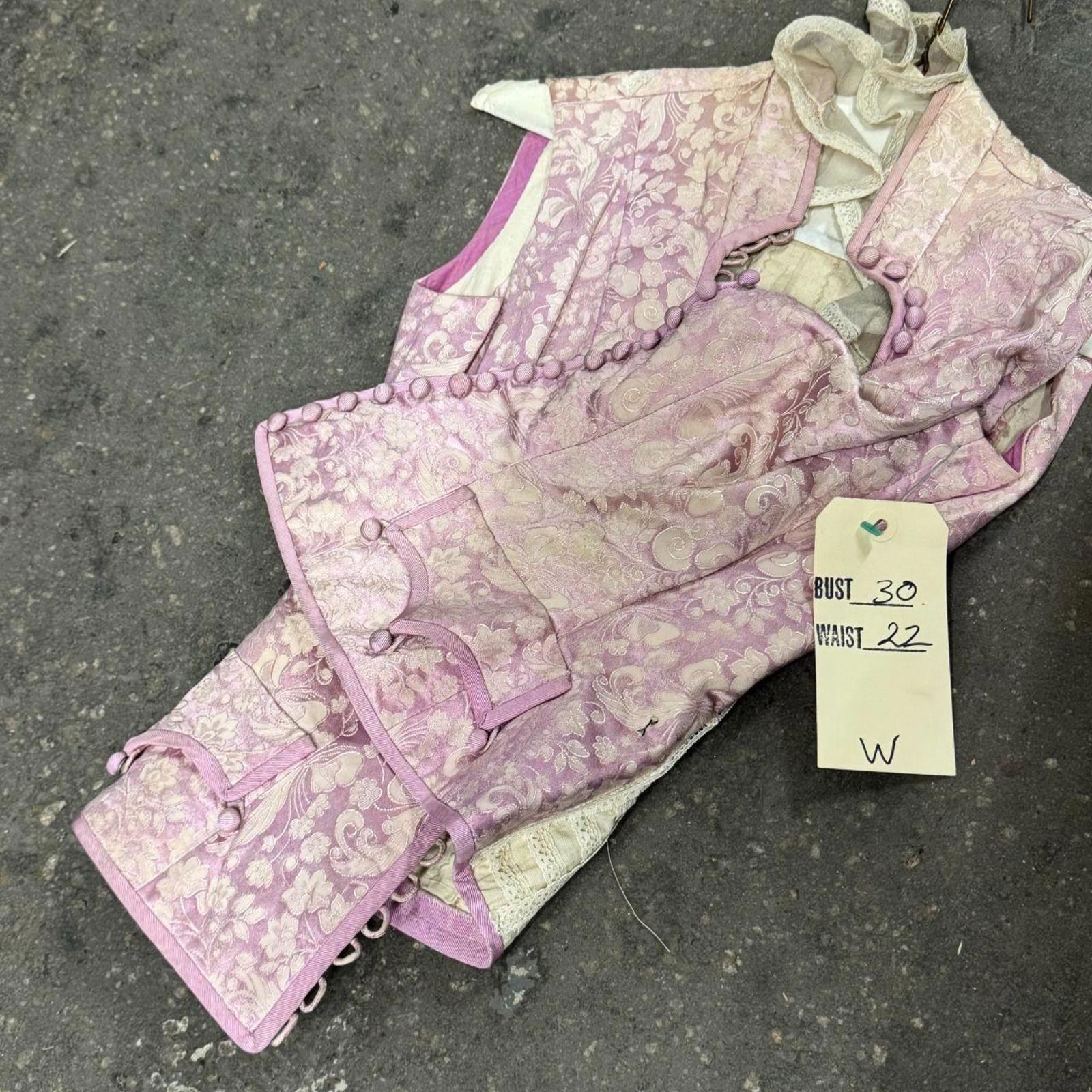 Vintage Film Costume 40s 50s Does Victorian Antique Style Brocade Bodice Vest