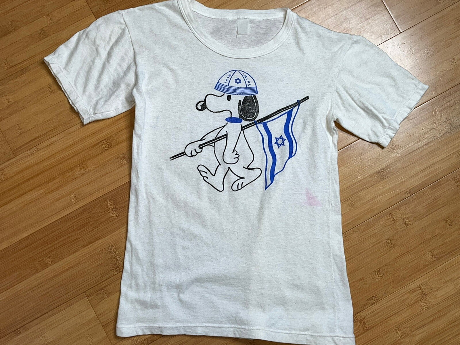 Vintage Women’s Small Israel Snoopy Israeli Flag Souvenir T Shirt Top, Unique