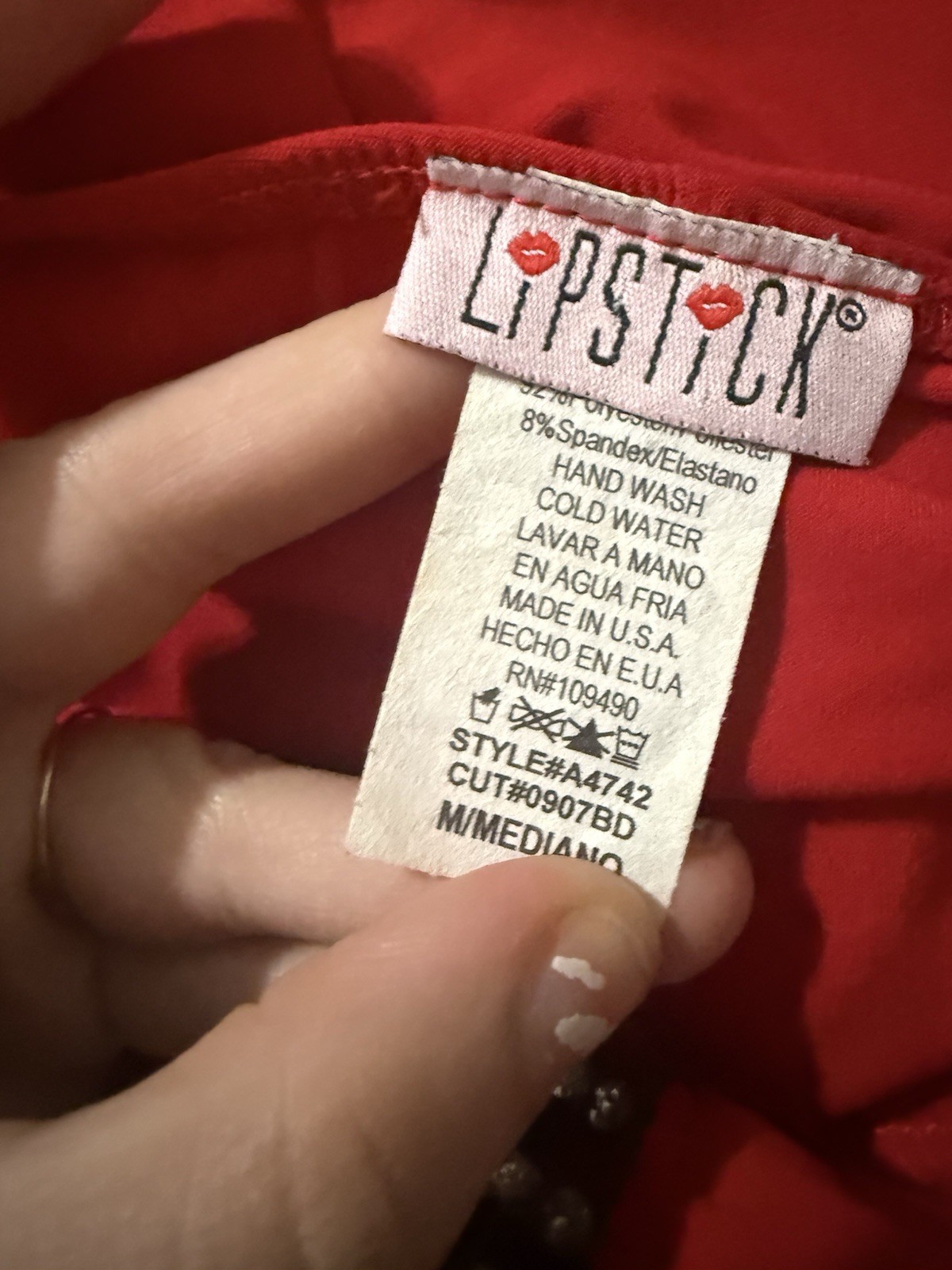Lipstick Women’s Y2K Red Halter Neck Top Rhinestone Ruched Party Tank M