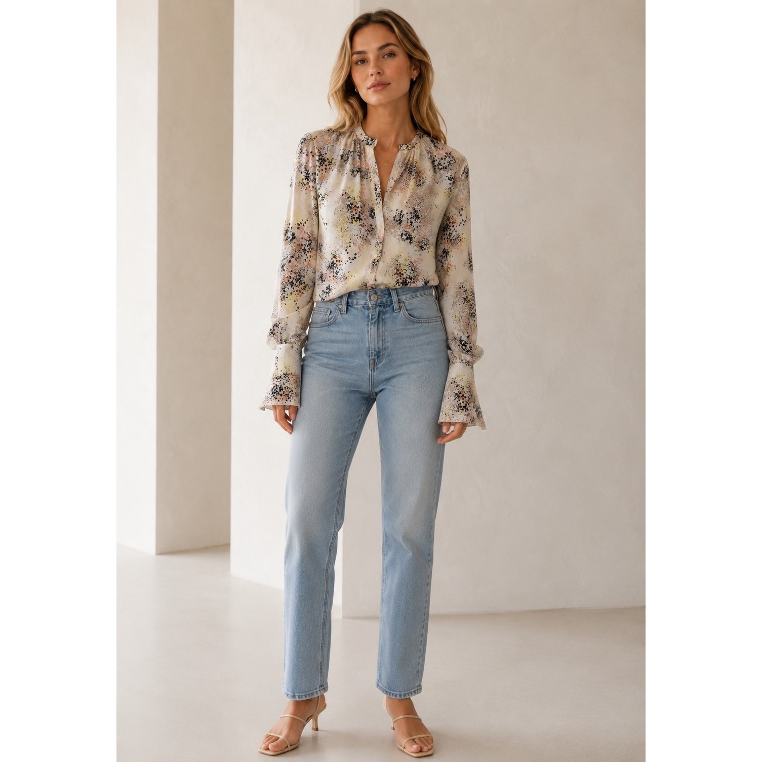 NWT Equipment Causette Silk Blouse Small Abstract Print Button Front