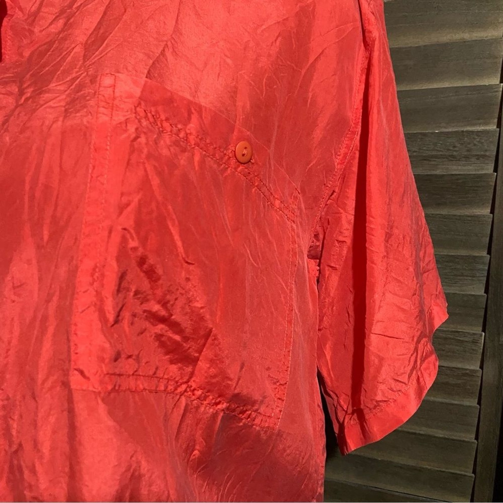 Silk Mist Coral Shirt Mature Business Coastal Beach Loose Fit Minimalist Medium