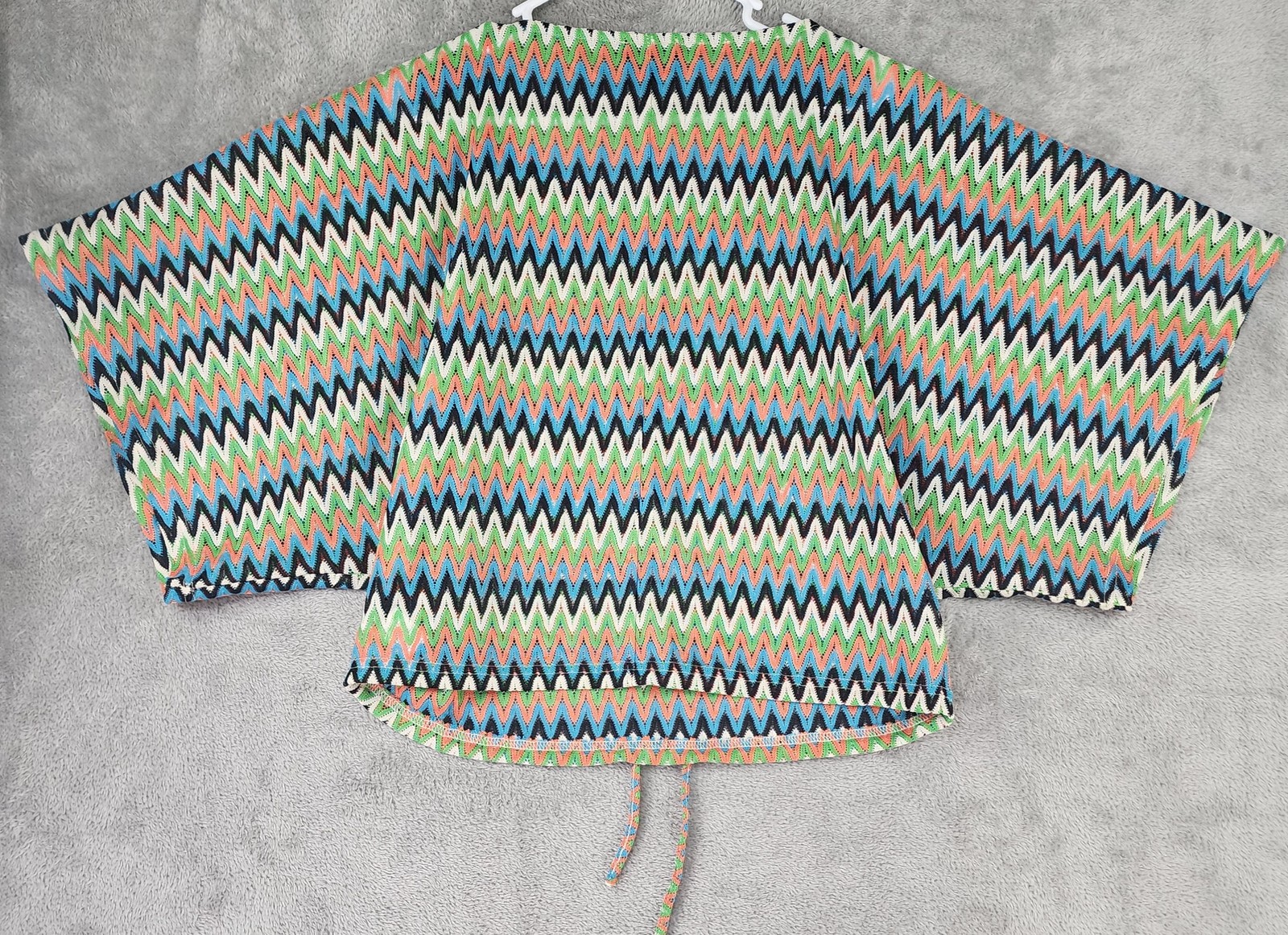Lipslide Shirt Womens Medium Multicolor Chevron Zig Zag Mesh Knit Boho Festival