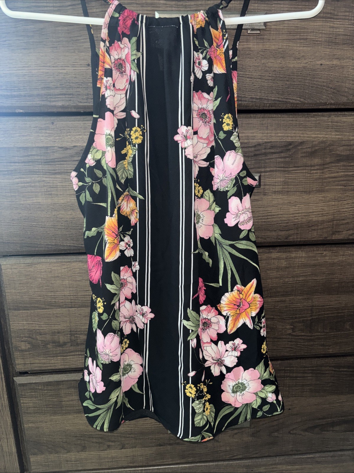 Woman’s Day trip Medium Dress Tank Top Black With Flowers Excellent Condition