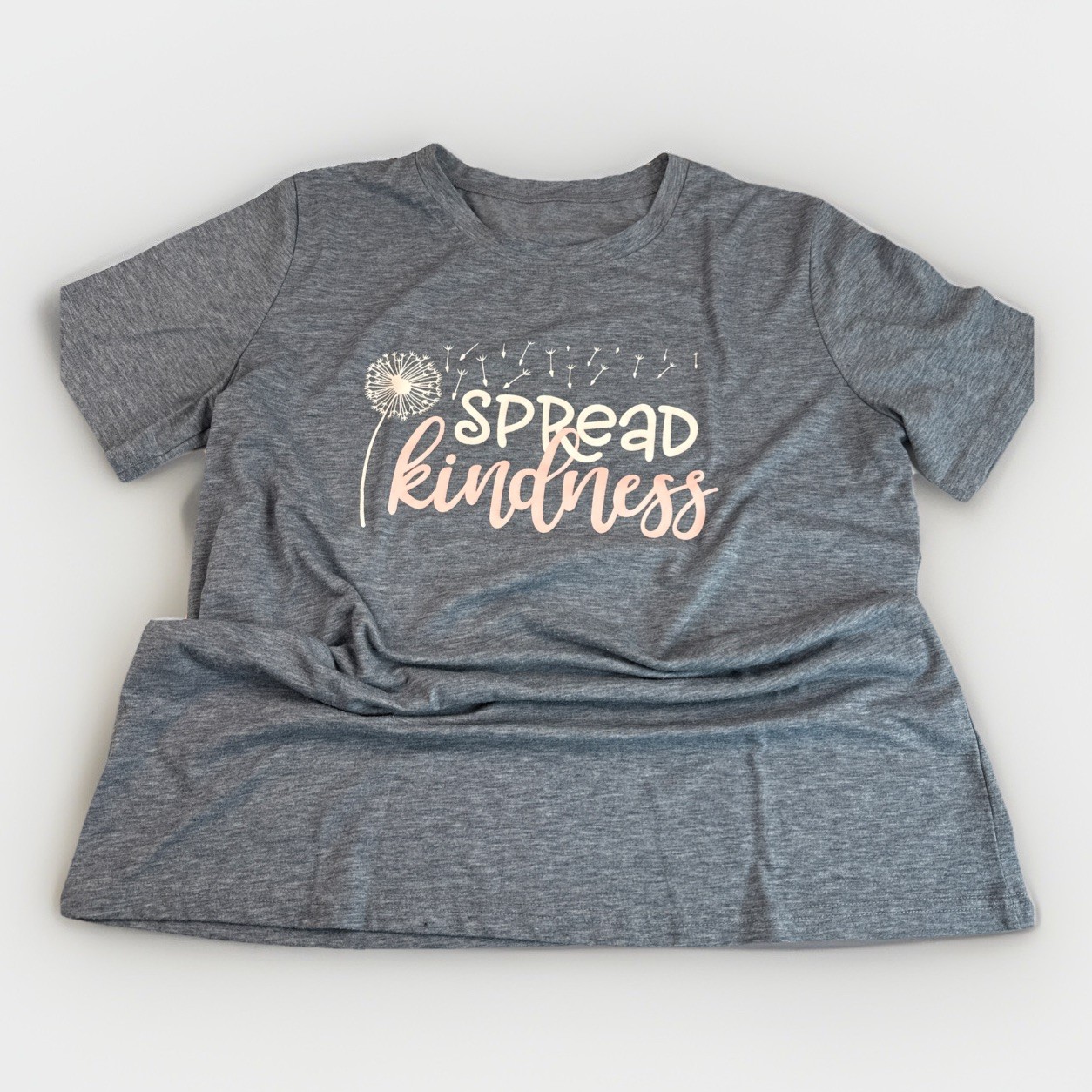 Graphic Tee T-shirt Womens Size XL Blue Gray Dandelion Design “Spread Kindness”