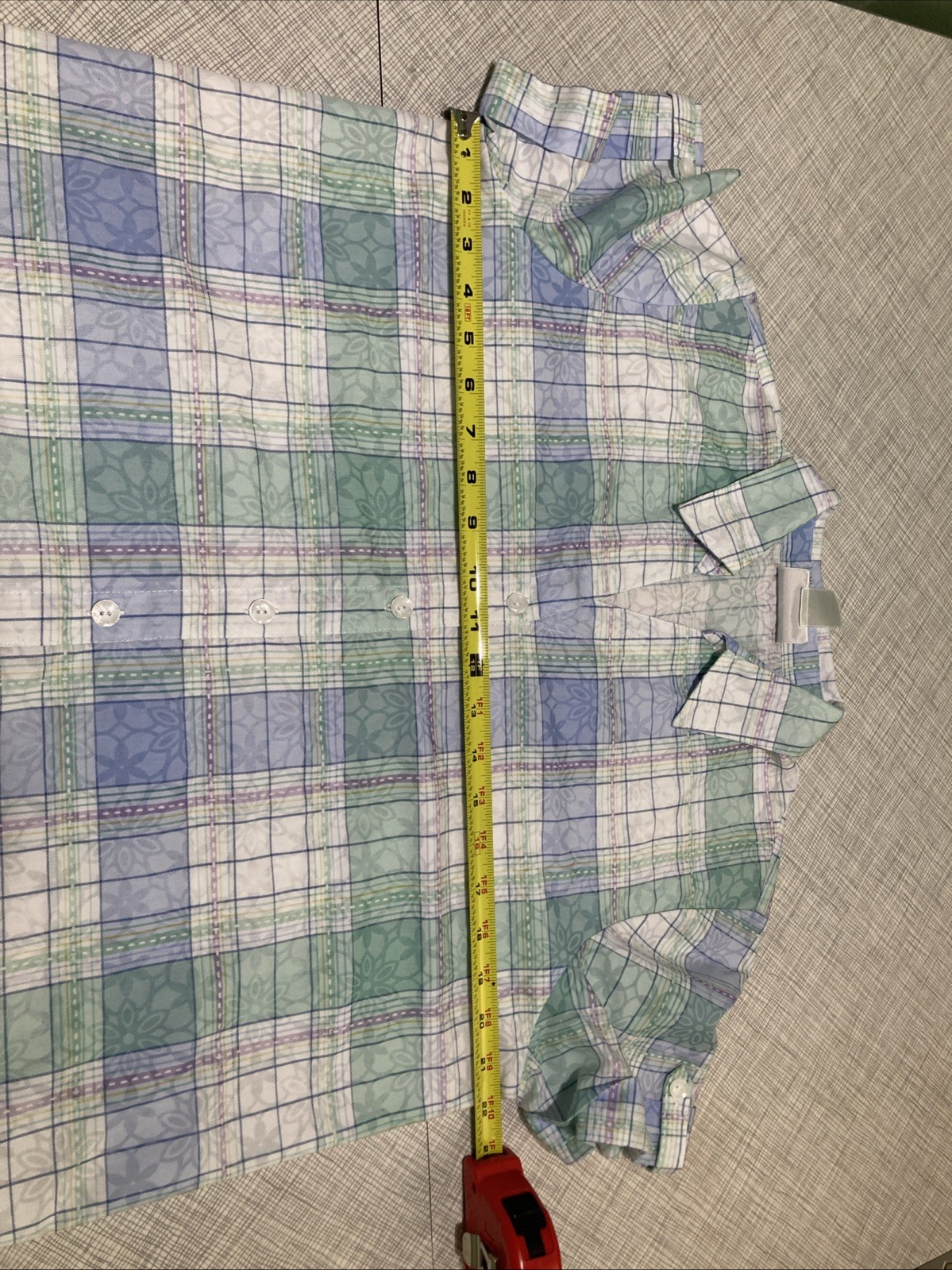 Alfred Dunner Pastel Plaid Button-Down Shirt S Cottagecore Grandmacore Floral