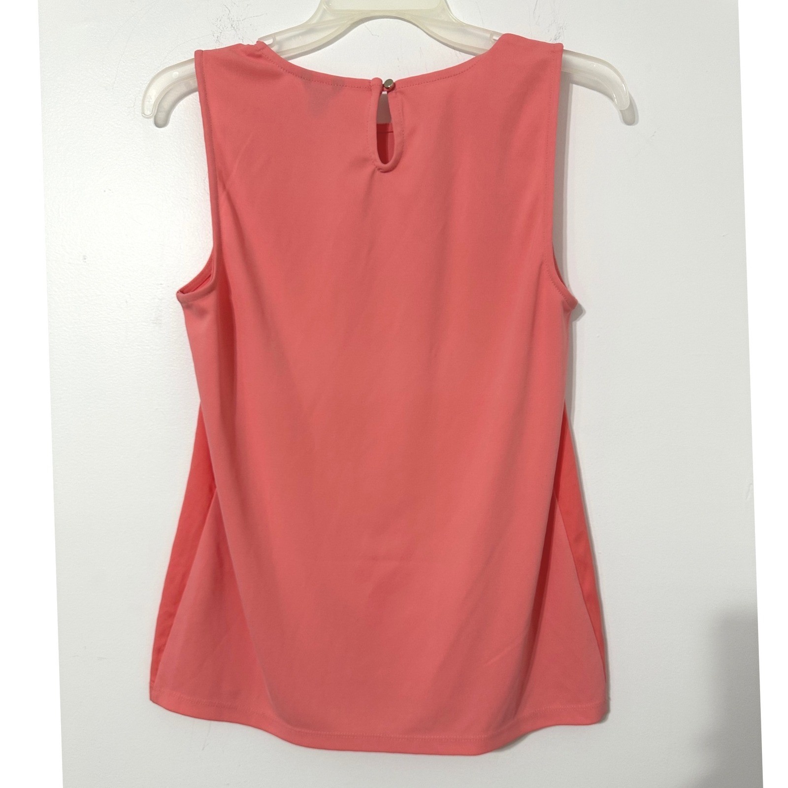 Ann Taylor Blouse Womens XS Coral Pink Pleated Front Sleeveless Mixed Media Top