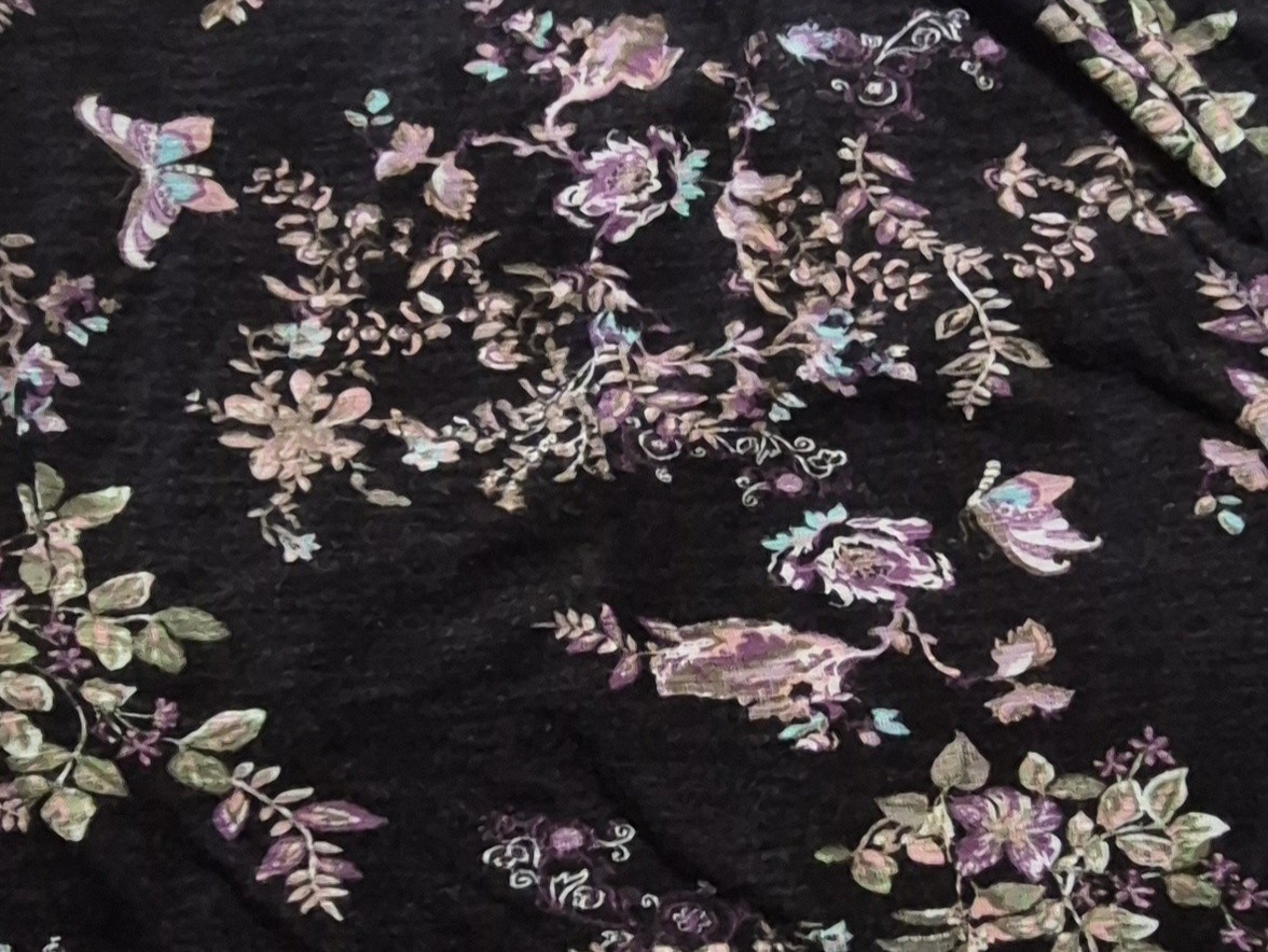 American Rag Cie Women’s Floral Blouse With Lace Neckline And Smocked Waist, XL