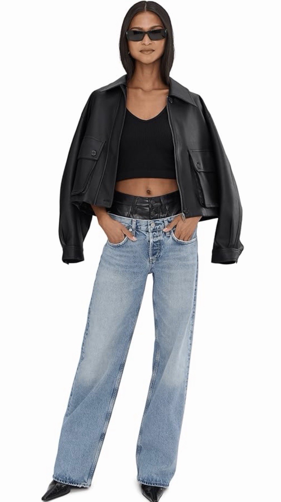 NWT Free People Solid Knit Brami V Neck Cropped Ribbed Tank Top Black XS/S $38