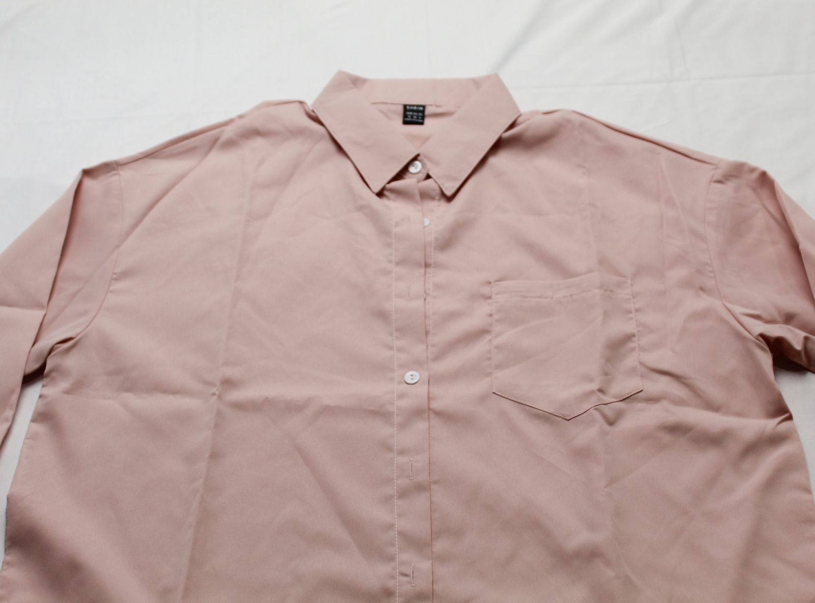 Shein Women’s Button Up Pocket Patched Drop Shoulder Shirt DM9 Dusty Pink Medium
