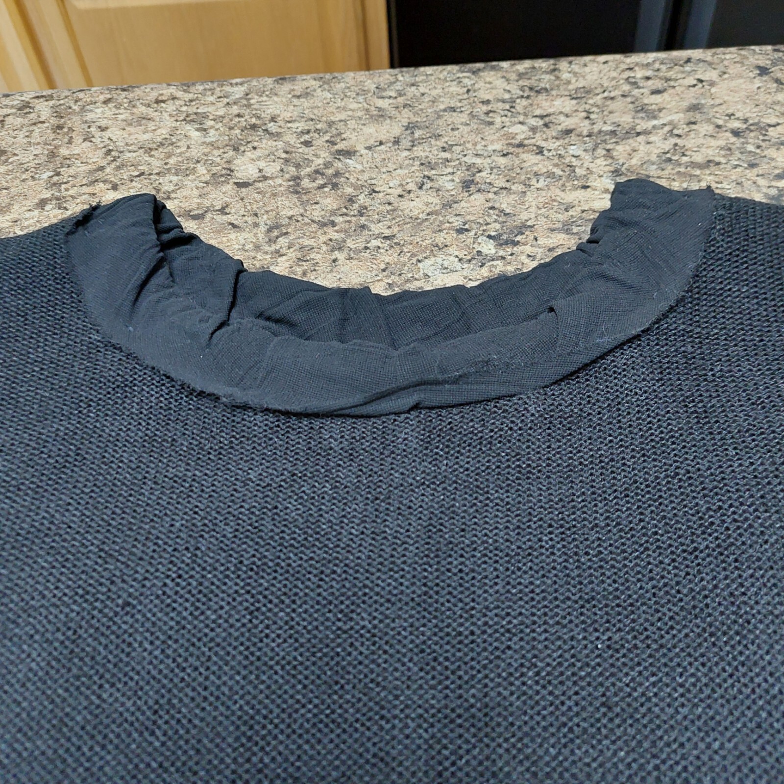 A/T ATSURO TAYAMA Women’s Black Knit Short Sleeved Top Crepe Lining & Edging Sz4