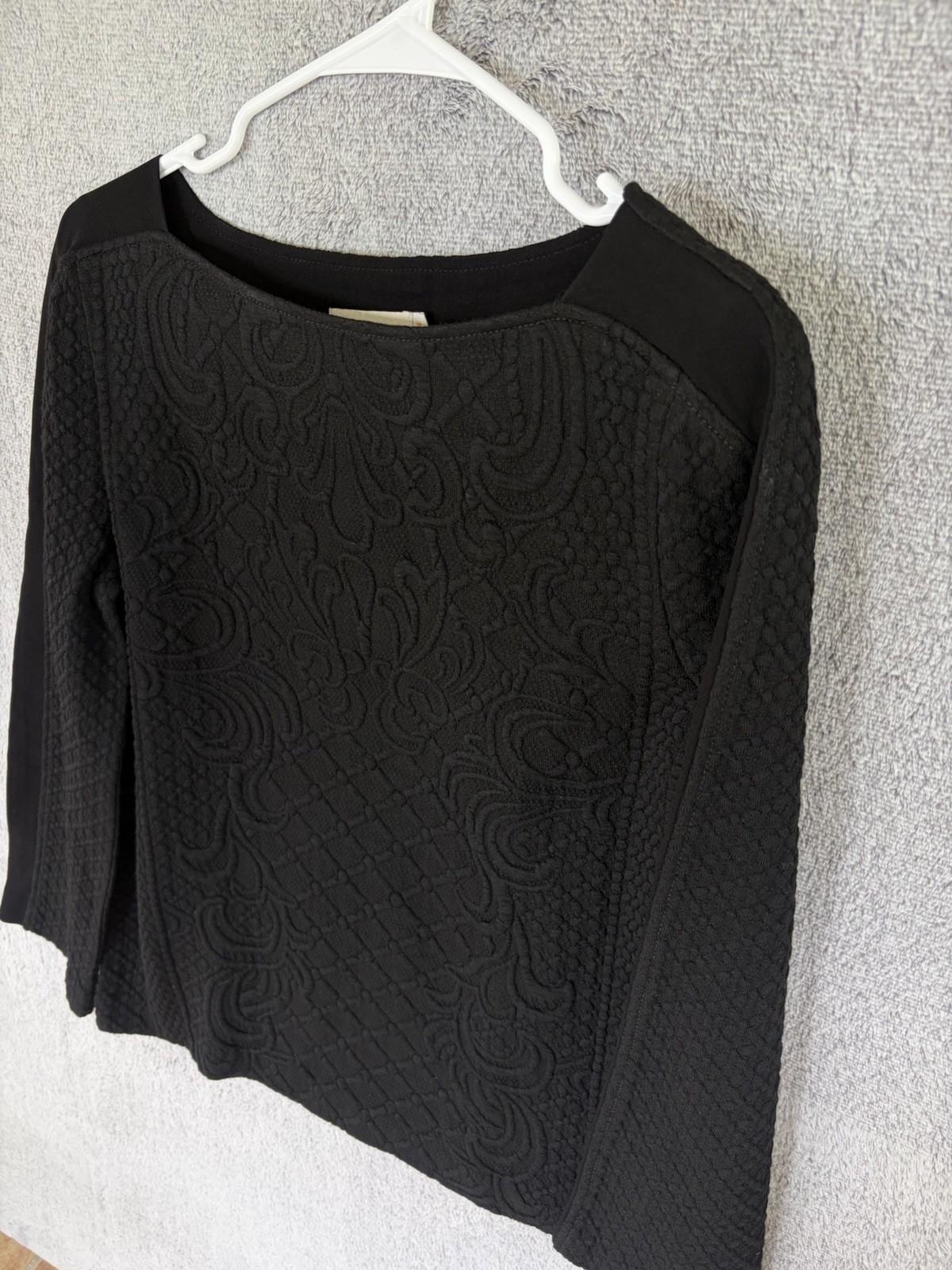 Tory Burch size small Textured Boatneck Long-Sleeve Top