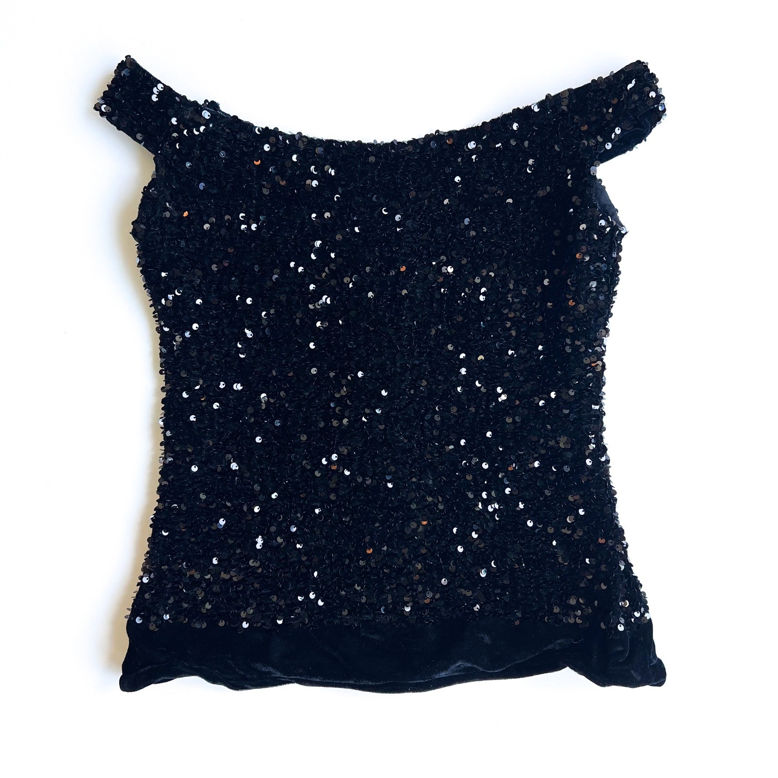 Handmade Velvet and Sequin Formal Boatneck Top