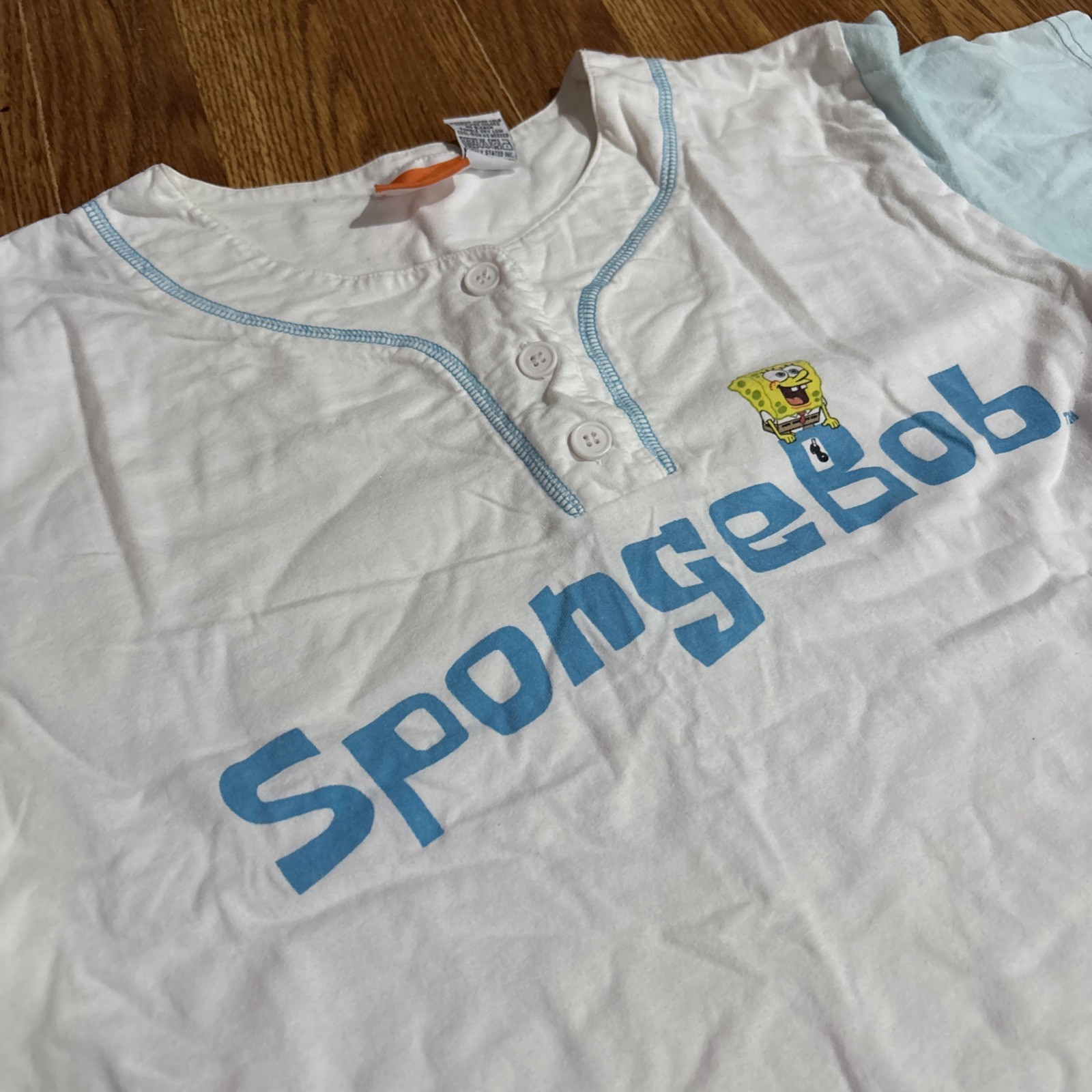 Vtg 2000s Nickelodeon SpongeBob SquarePants Shirt Womens Med White Blue 00s Y2k