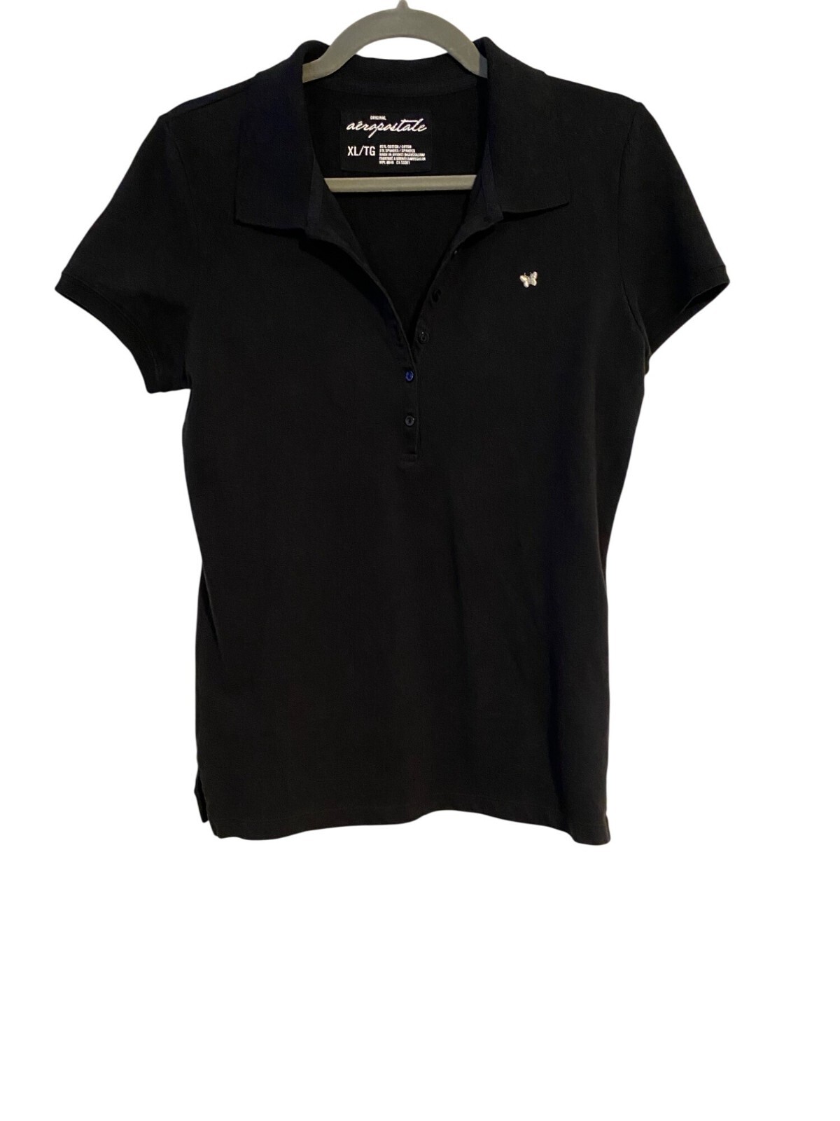 Aeropostale Women’s Black Polo Shirt XL Top Y2K Preppy City Casual School Comfy