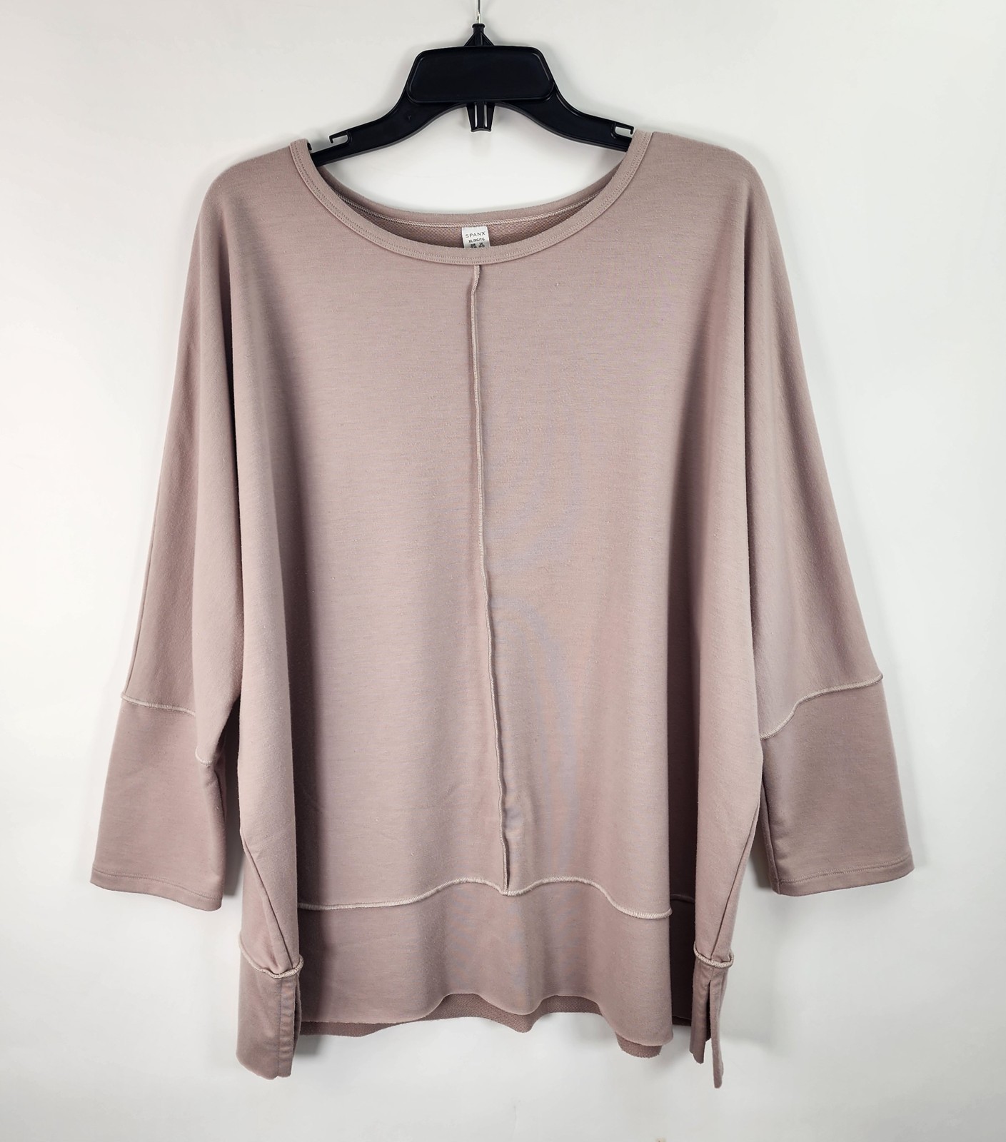 Spanx Perfect Length Dolman Top Women’s XL Light Mauve Stretch Slouch 3/4 Sleeve