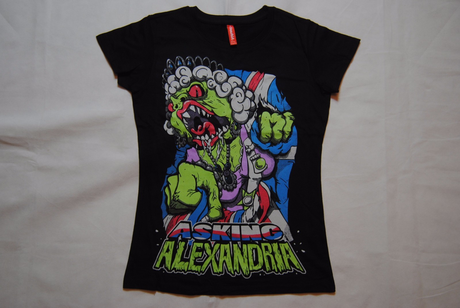 ASKING ALEXANDRIA ELIZABETH UK BULLDOG LADIES SKINNY T SHIRT NEW OFFICIAL BLACK