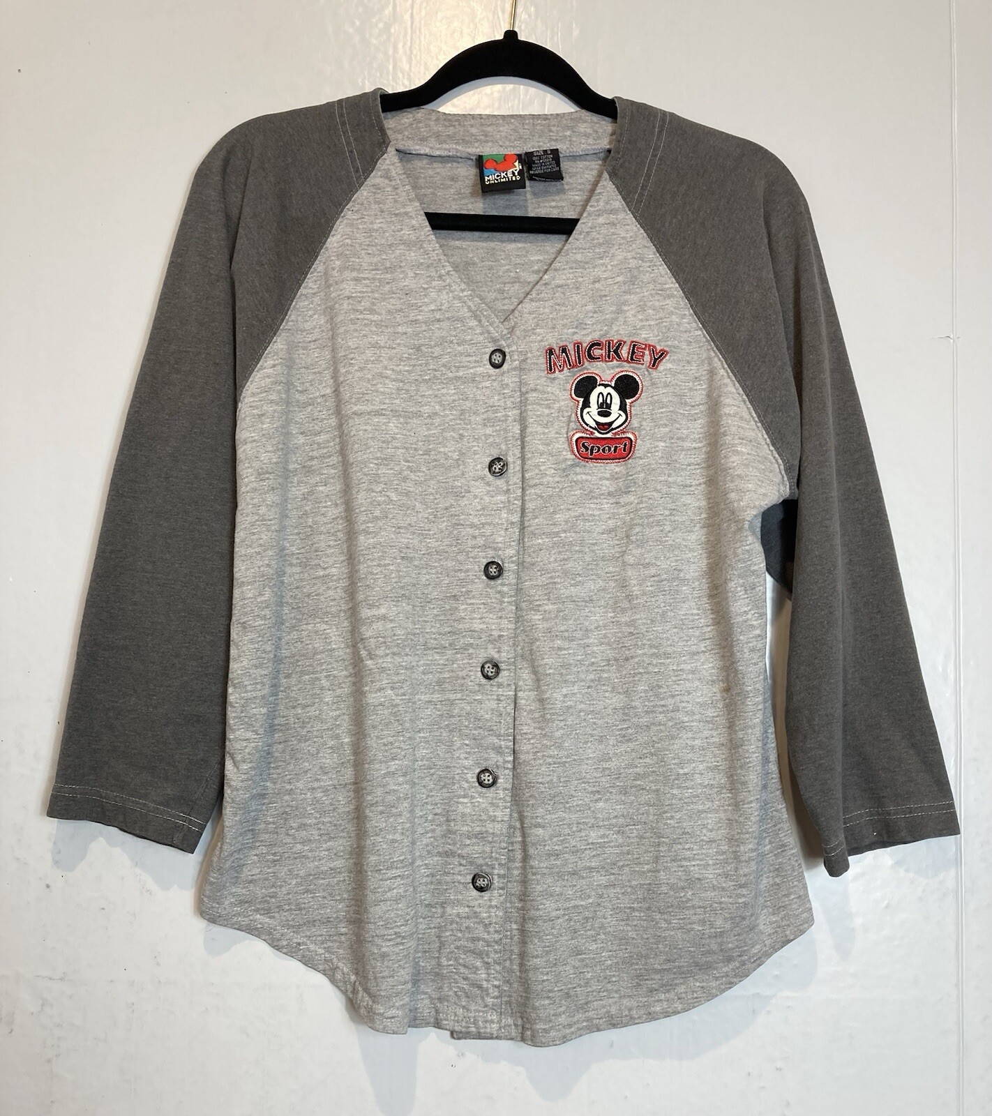Vintage Mickey Unlimted Shirt Womens Size S Embroidered Mickey Mouse Sport Gray
