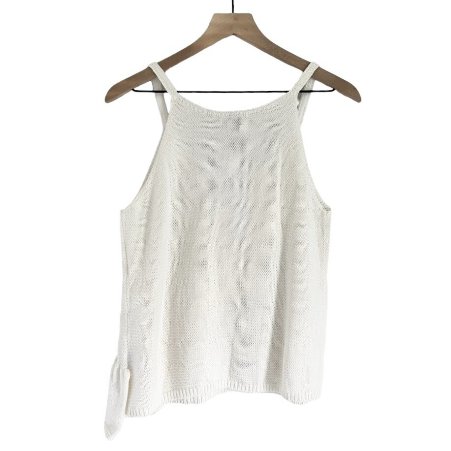 NWT 525 America Ruffle Front Knit Tank Top Cream White Women’s Size Medium