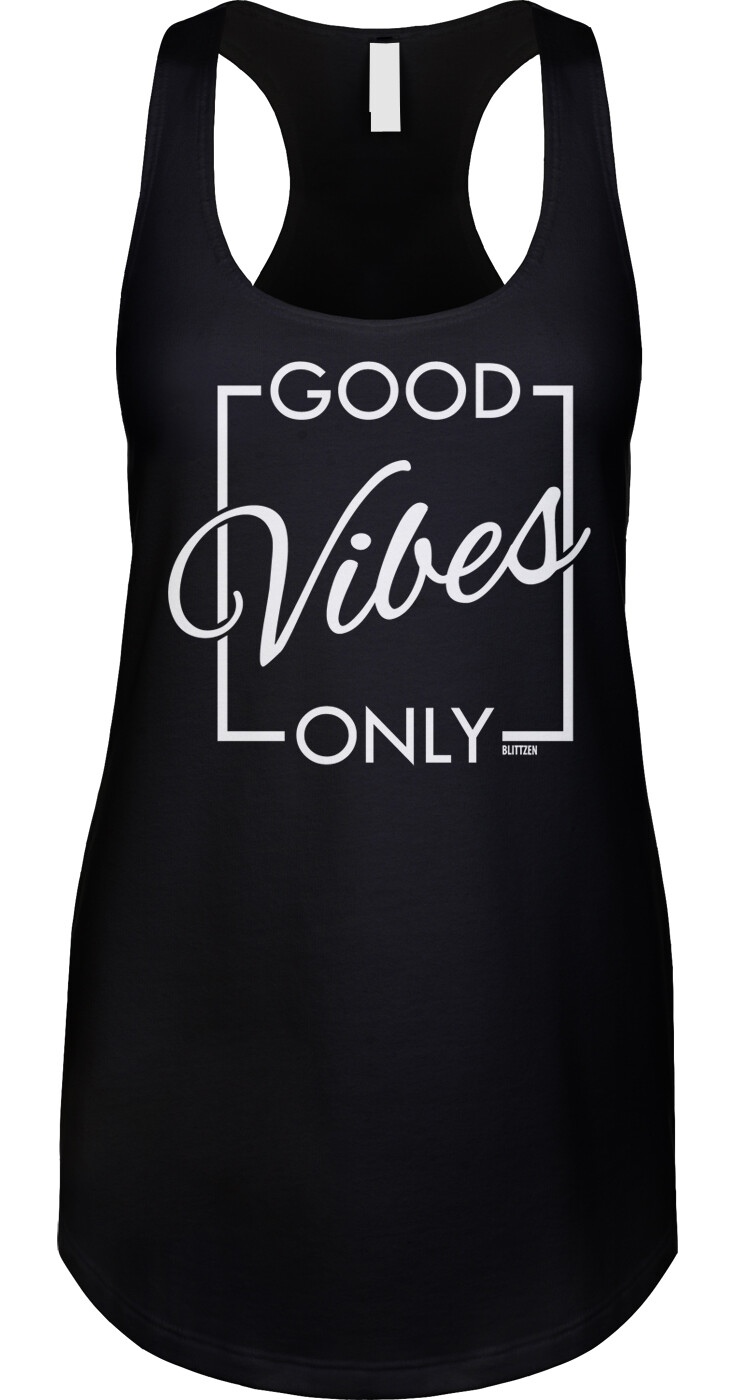 Good Vibes Only Inspire Inspirational Saying Motivational Statement Ladies Tank
