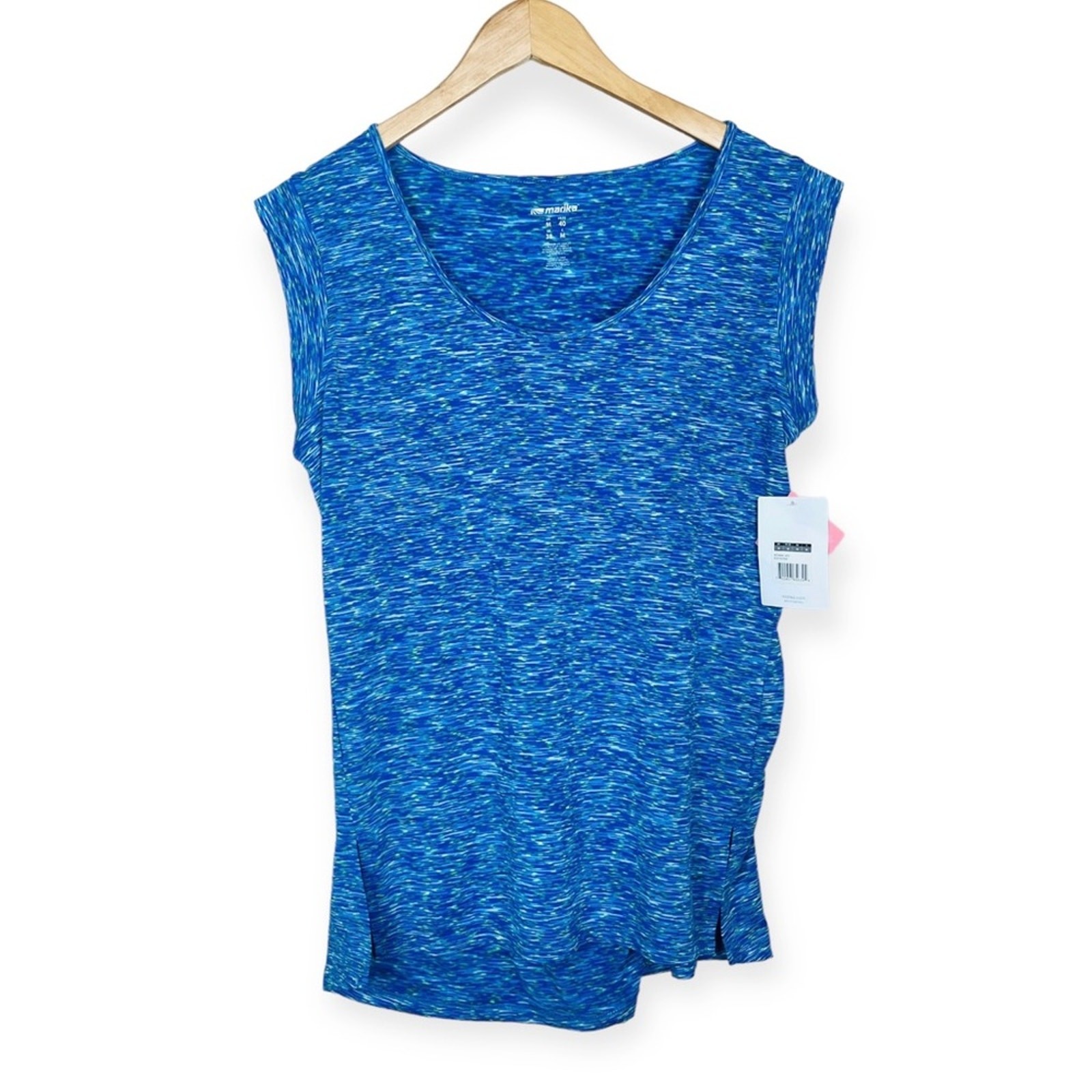 MARIKA Women’s Blue Short Sleeve Activewear Shirt MEDIUM NWT Scoop Neck Tunic
