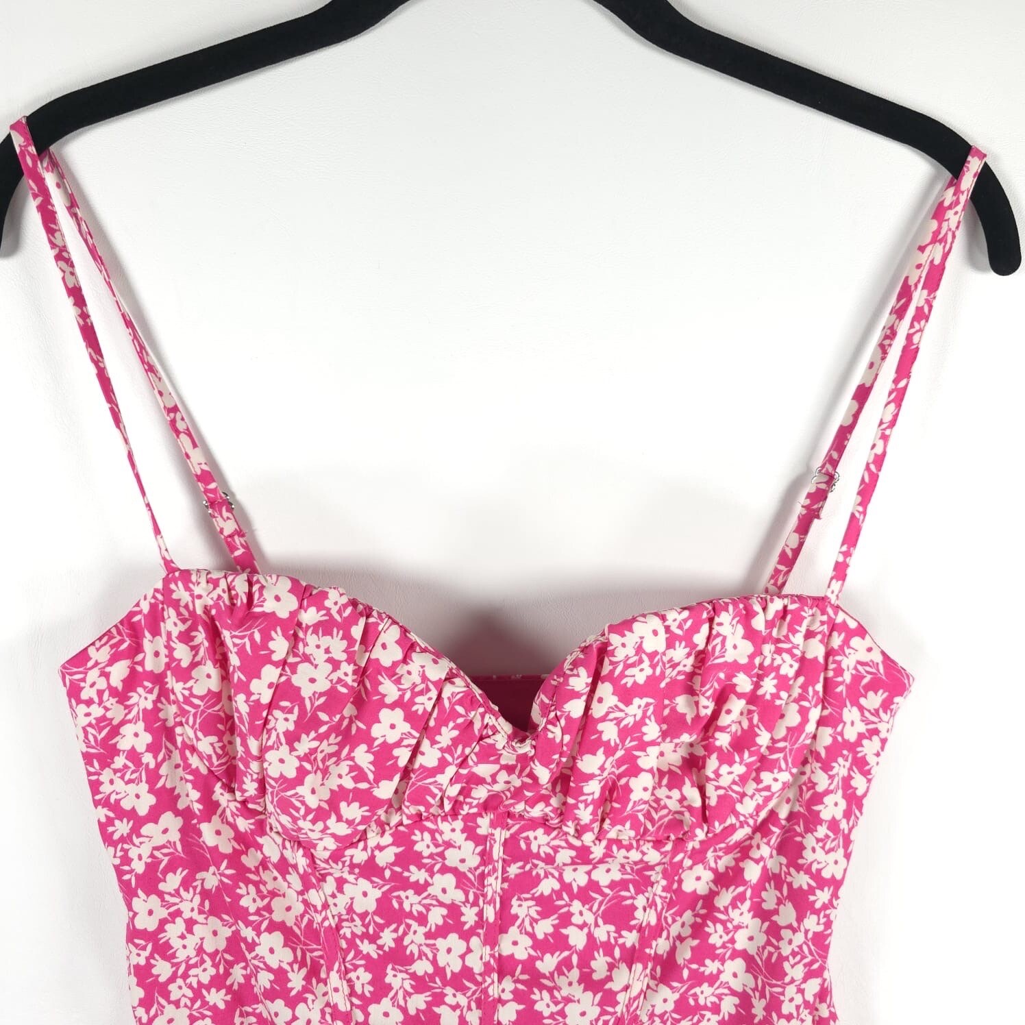 NWT ZARA Pink Floral Printed Corset Bodysuit Sweetheart Neck 4688/118 SMALL