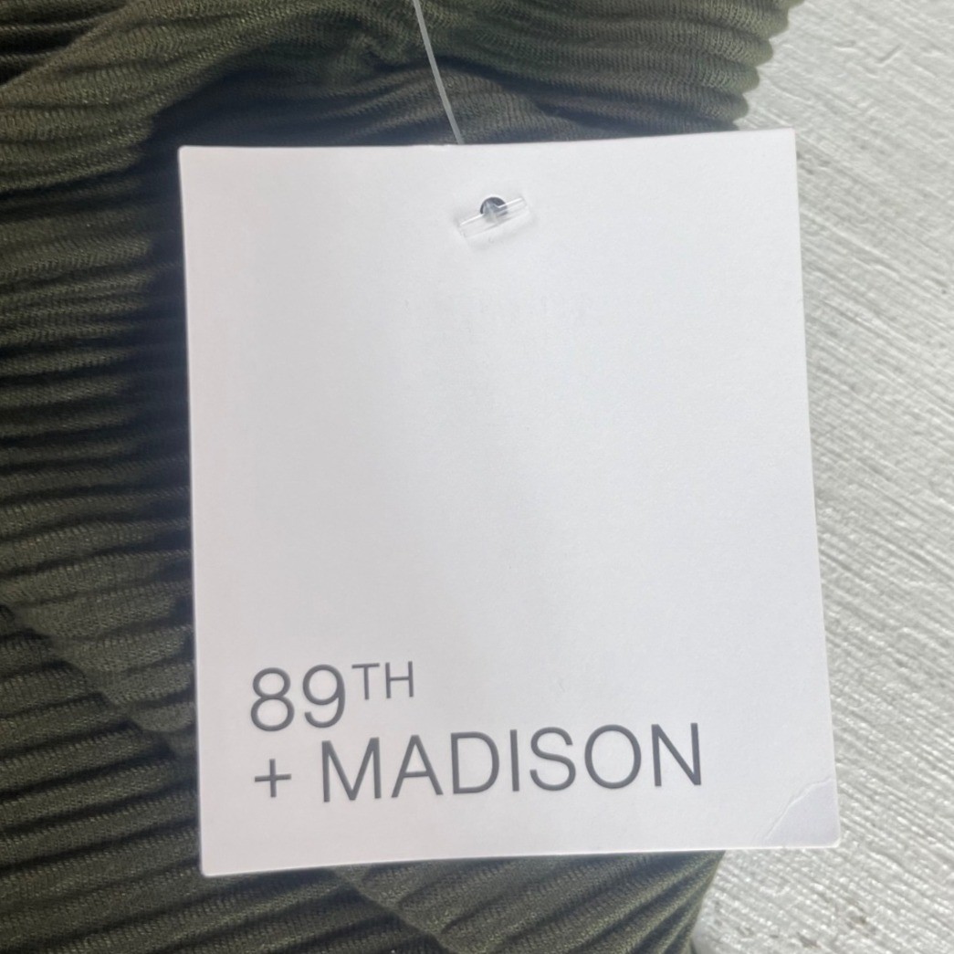 89th Madison Long Sleeve Shirt Ribbed Medium Forest Night New Ruched Side