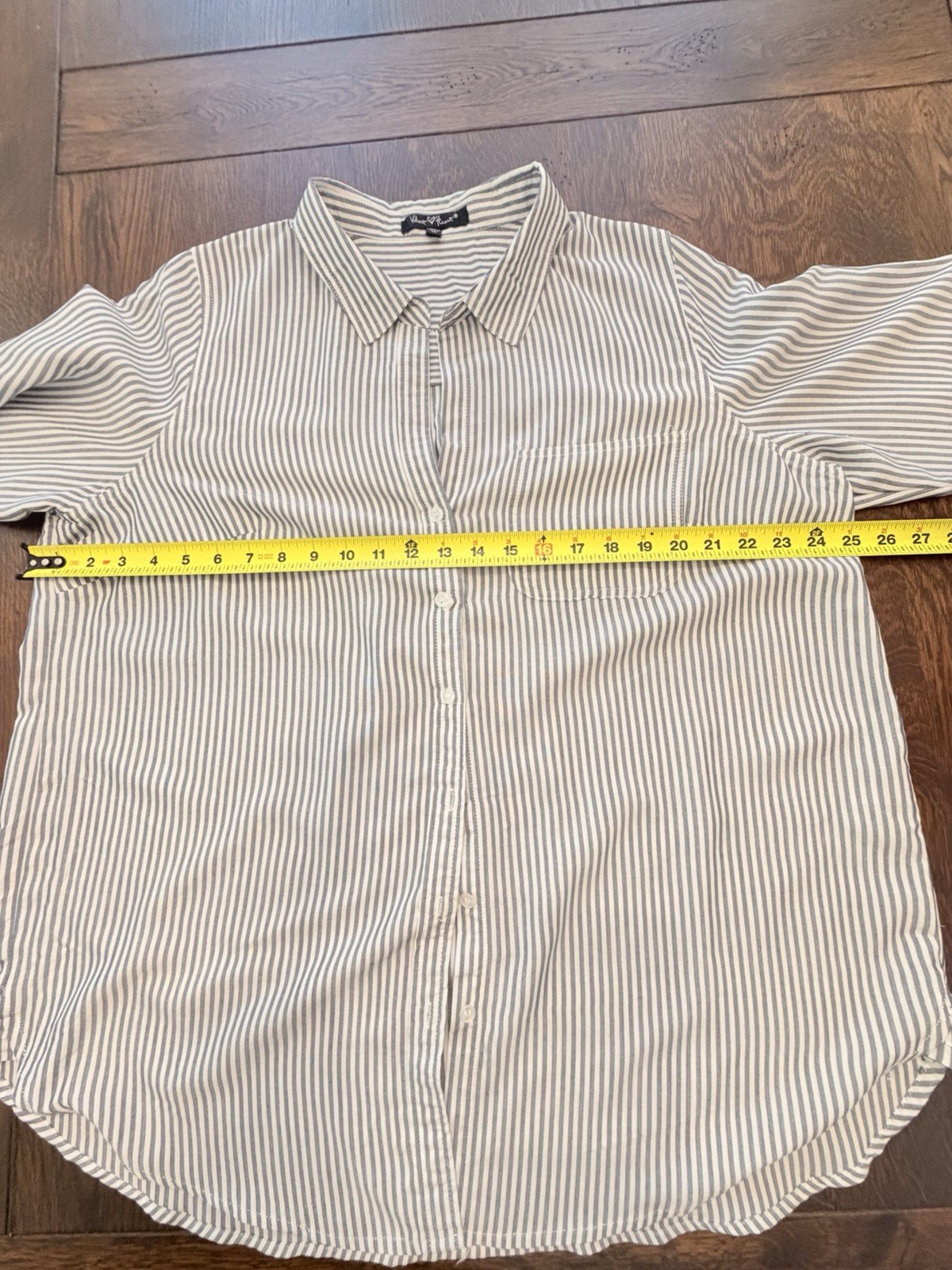 Velvet Heart Striped Button-Up Blouse Rayon Collared 3/4 Sleeve Size 1X