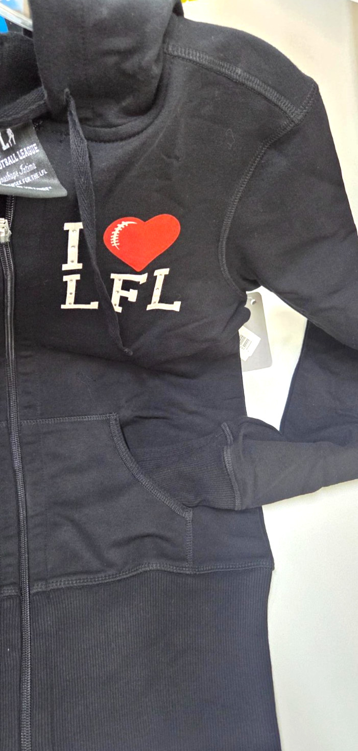 Lingerie Football League I LOVE LFL Sweatshirt Black Hoodie w pockets SMALL