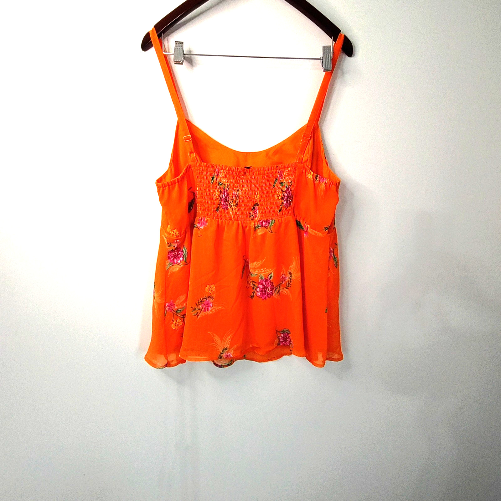 Torrid Halter Top Women 2 Orange Floral Layered Adjustable Strap Babydoll Artsy