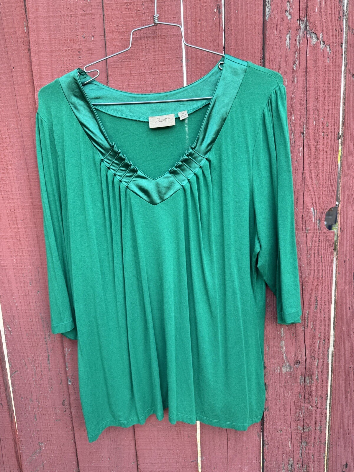 Motto Plus Size 2X Emerald Green Shirt Soft Stretch QVC Jewel Tone Spring Summer