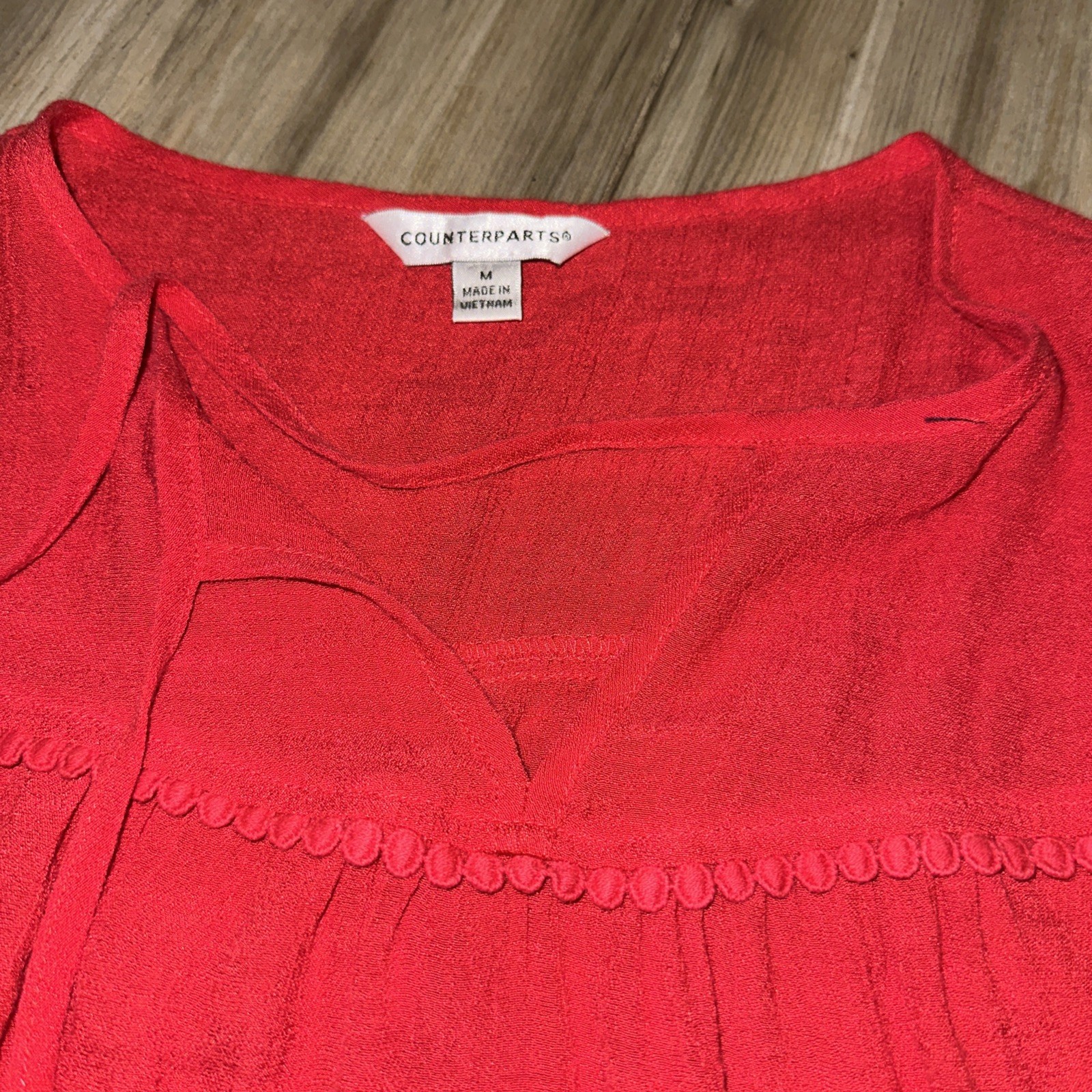Counterpart Sz Medium Red Ruffle Sleeveless Blouse