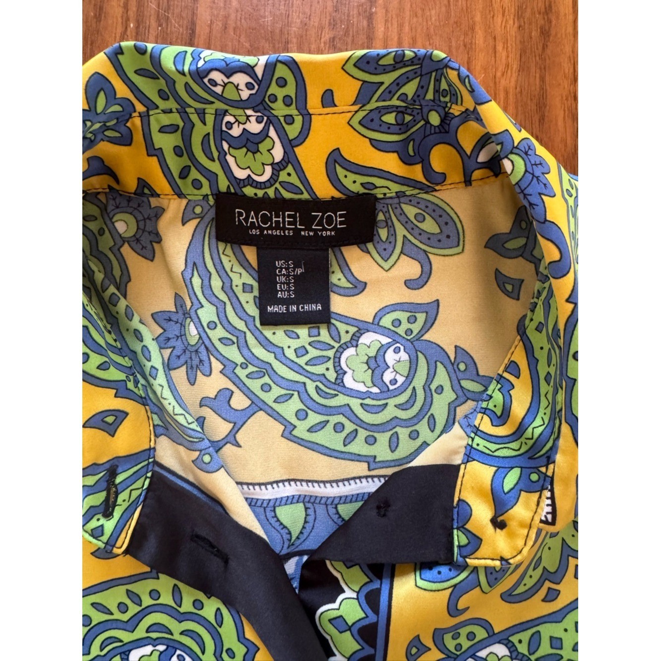 Rachel Zoe 100% Silk Paisley Blouse Boho Resort Top S