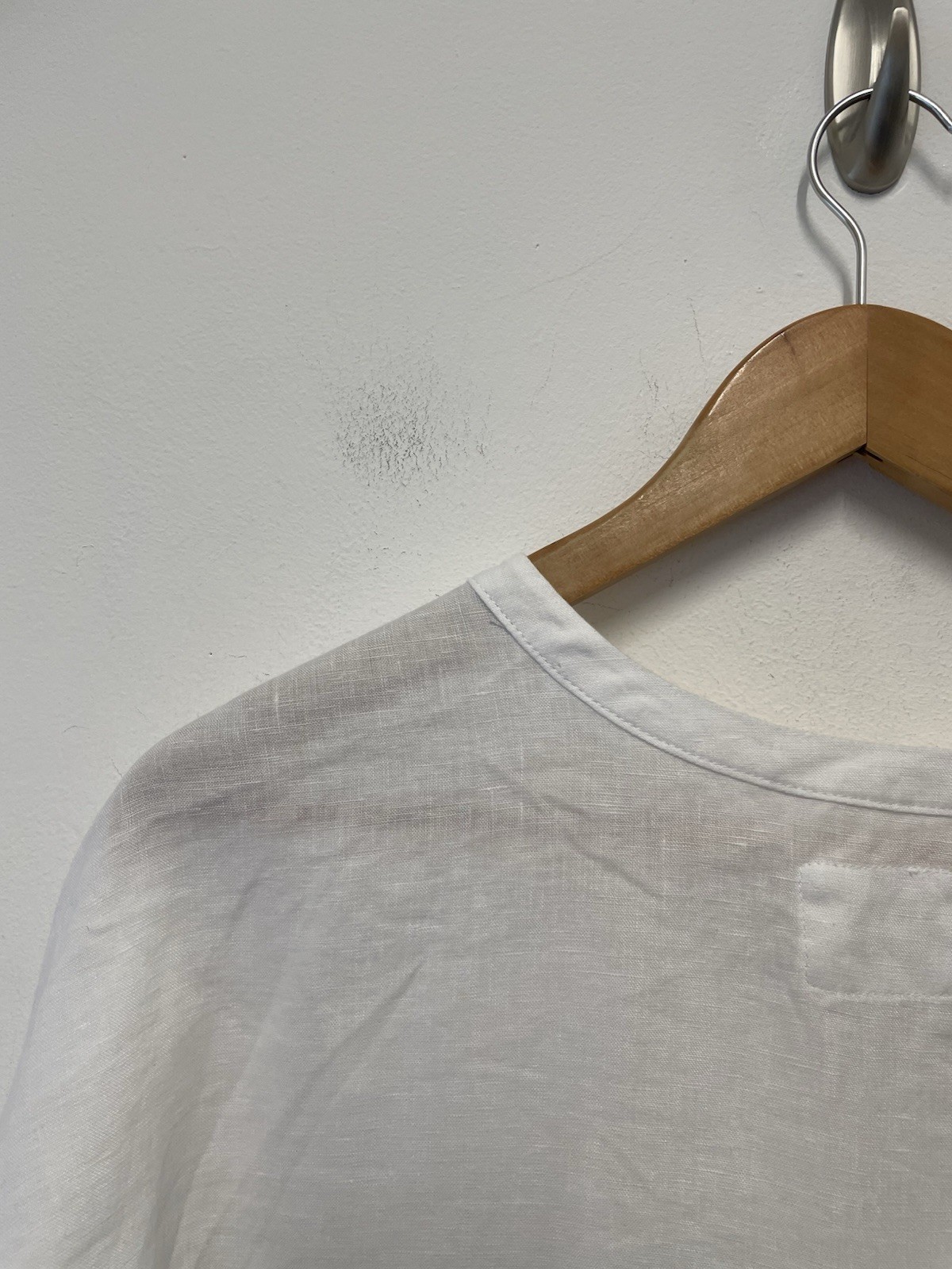 M&S 100% Linen Oversized Boxy Blouse Size 10 White Short Sleeve Holiday