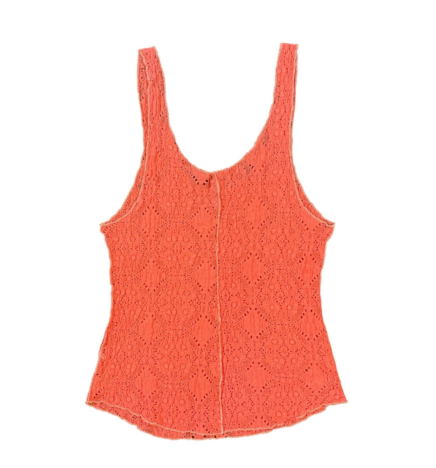NWT Free People Intimately Pink Sleeveless Pucker Lace Notch Cami Tank Large NEW