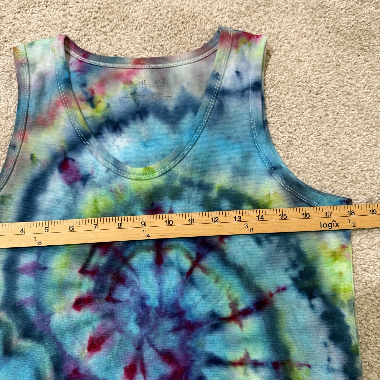 NEW Tie Dye Tank Top Women’s XL Rachel Zoe Super Soft Stretchy Blues Green Red