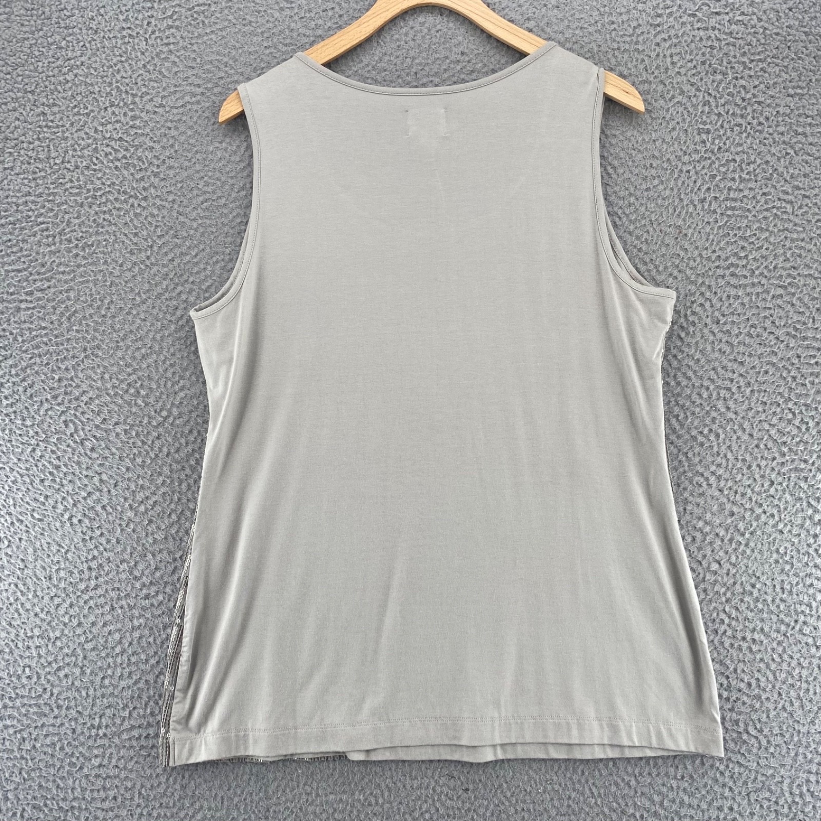 Chicos Top Womens 2 US Large Silver Sequins Scoop Neck Tank Stretch Knit Tunic