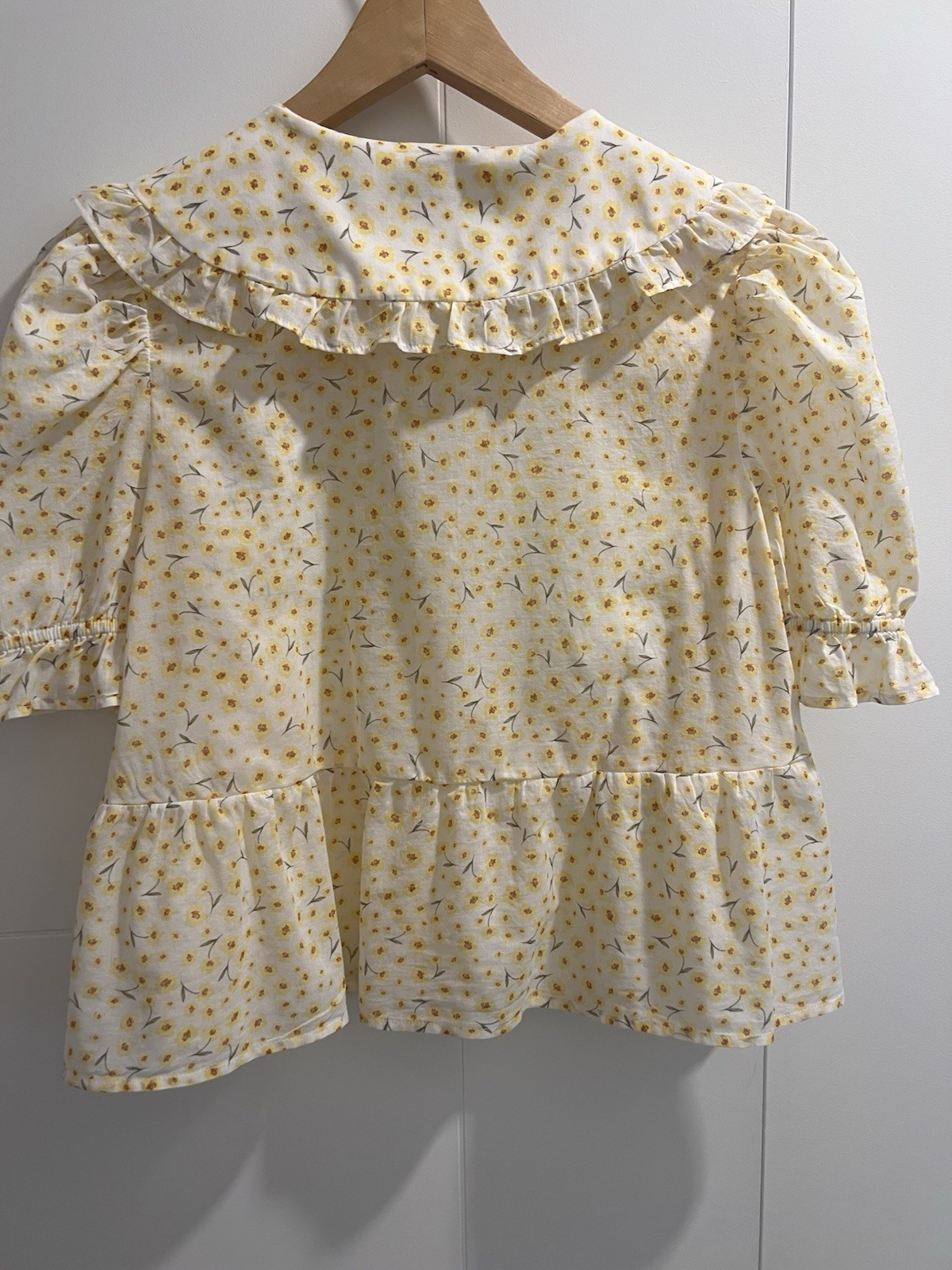 Cottagecore Peter Pan Blouse Ruffle Puff Sleeve Coquette Prairie Milkmaid Ballet