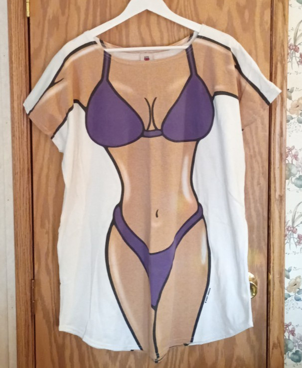 Vintage Body Dreams Tee Bikini Hot Bod Beach Cover Shirt Costume OSFM Red Hat