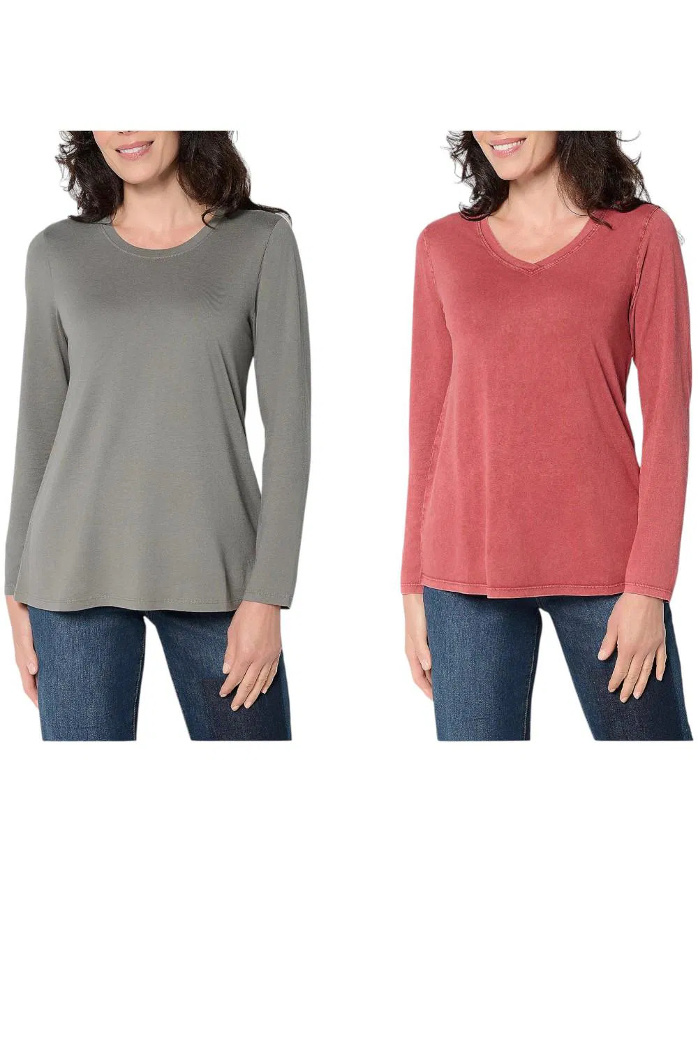 LOGO Principles by Lori Goldstein Women’s 2pk Knit Tops Apple/Smoke