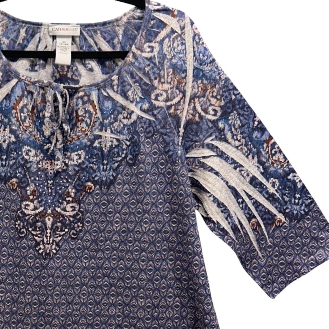 Catherines Womens Tunic Blouse Plus Size X Bohemian Paisley Hipster Boho