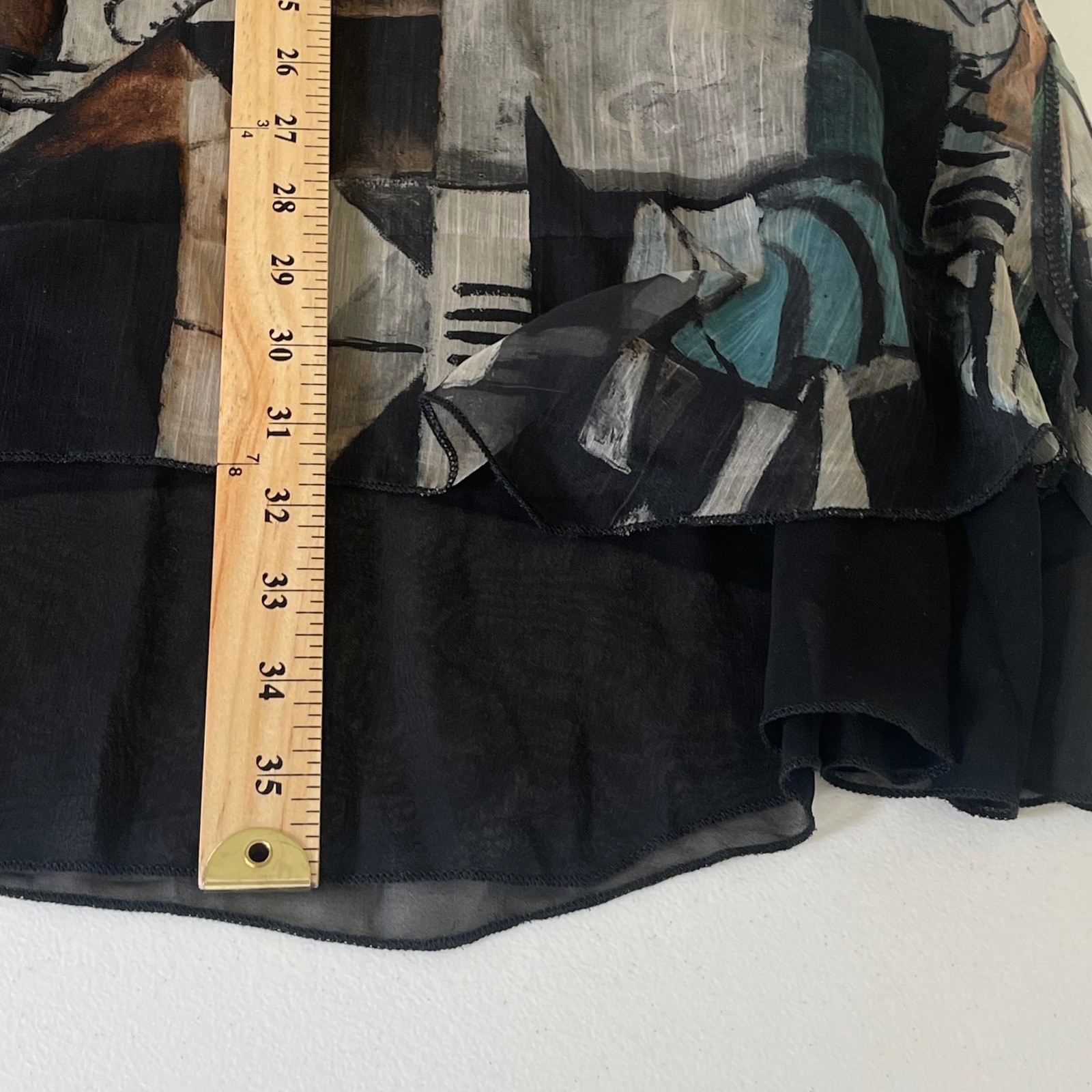 Pretty Angel Silk Abstract Geometric Tunic Womens M Multi Color Lagenlook Art