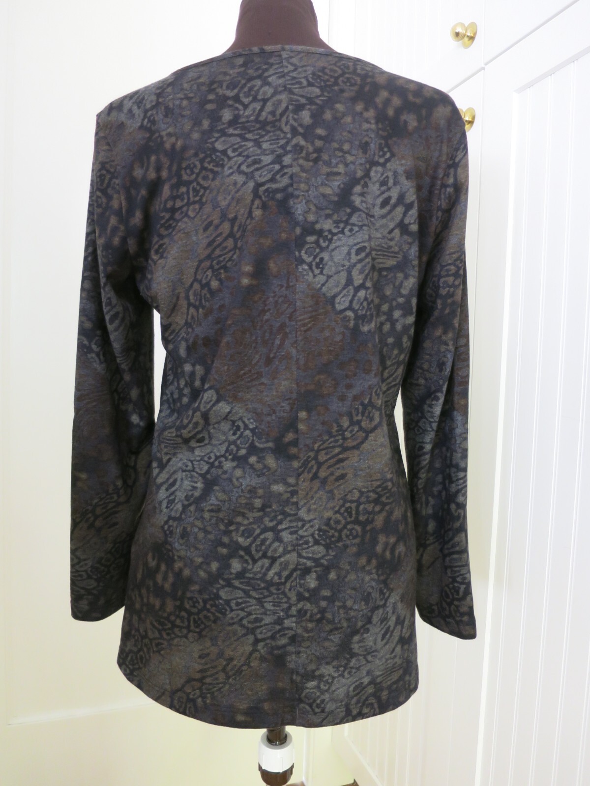 Apropos Nomadic Traders Brown Cheetah Tie Dye Long Sleeve Pull Over Knit Top Med