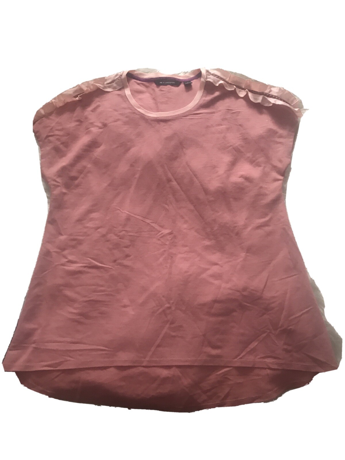 H by Halston Womens Shirt Short Sleeve Top Crew Neck Blouse Size Small