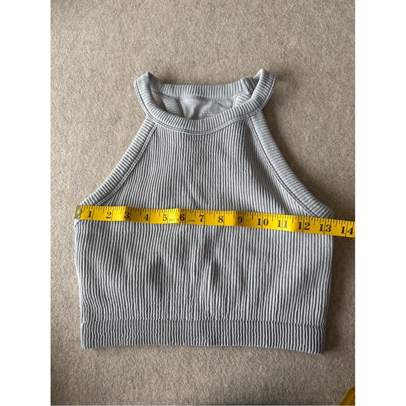 aerie Ribbed High-Neck Crop Tank – Light Gray