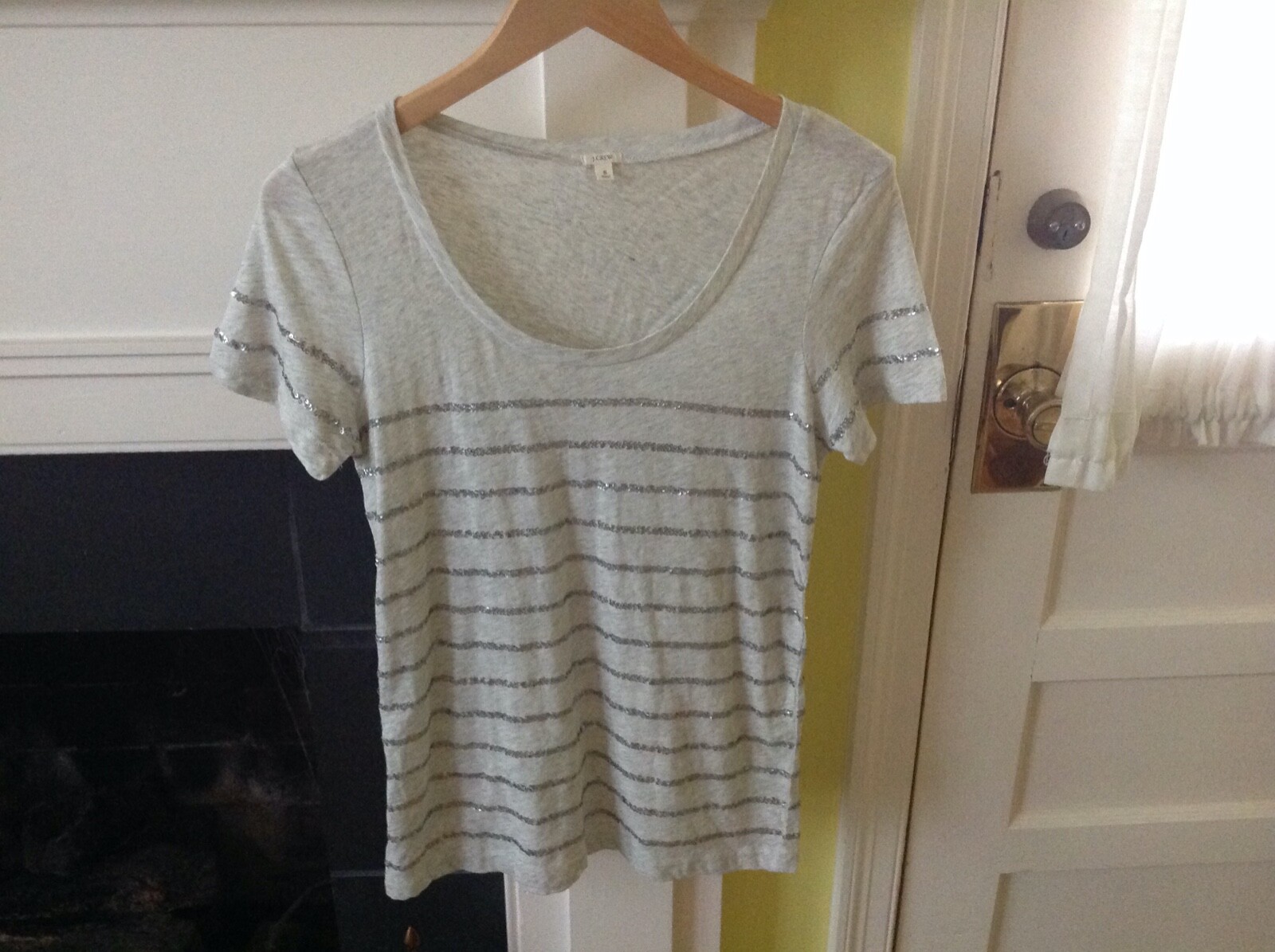 J. Crew Sequin-Stripe Tee Heather Stone Gray Light Short Sleeve Cotton Small