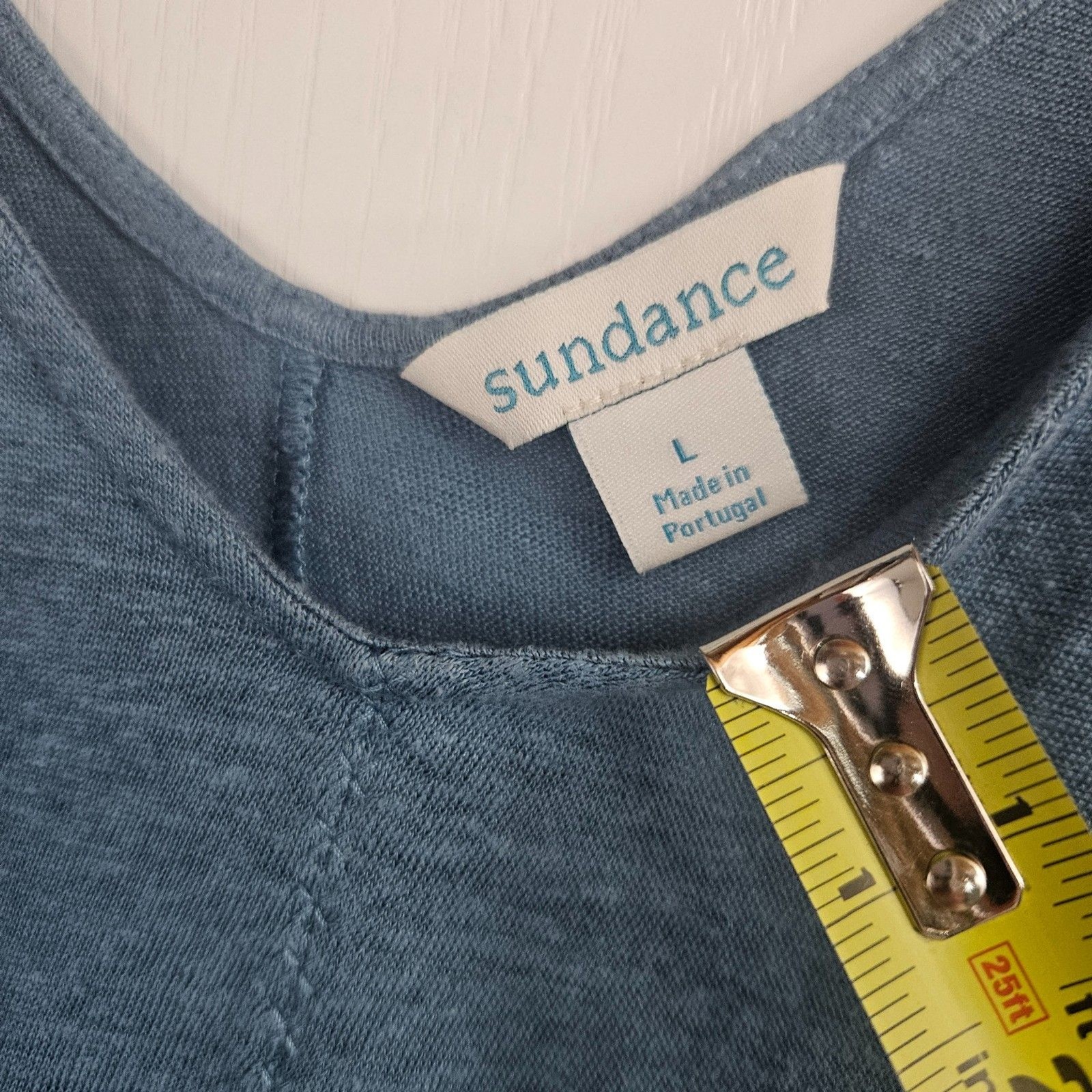 Sundance Mabel Linen Tank V-Neck Long Line Breathable Women’s L Blue