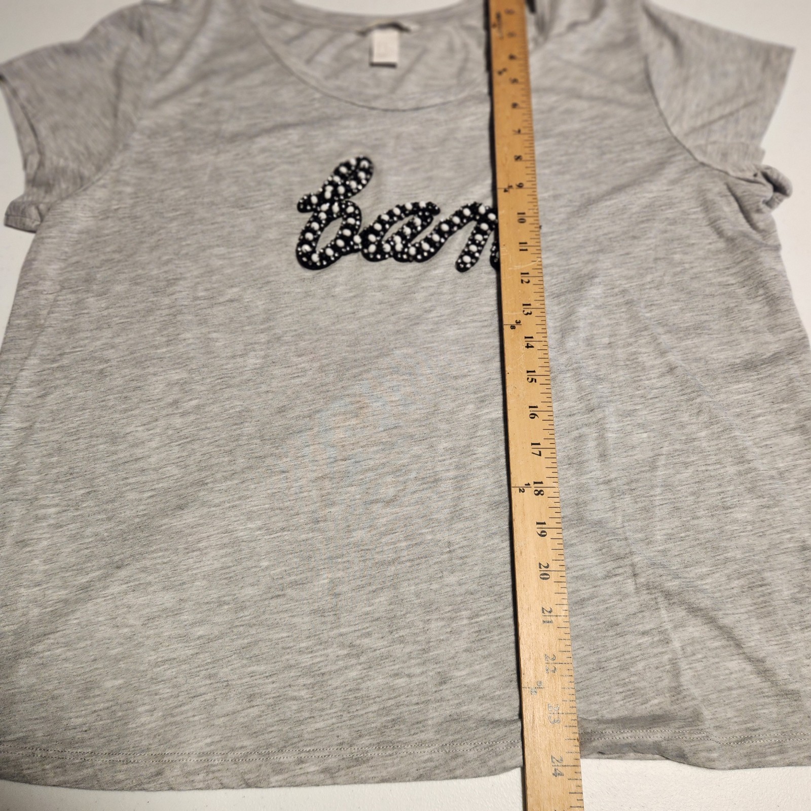 H&M T-Shirt Size Beaded “Bam” Graphic Gray Unique Cool T-Shirt Womens XL