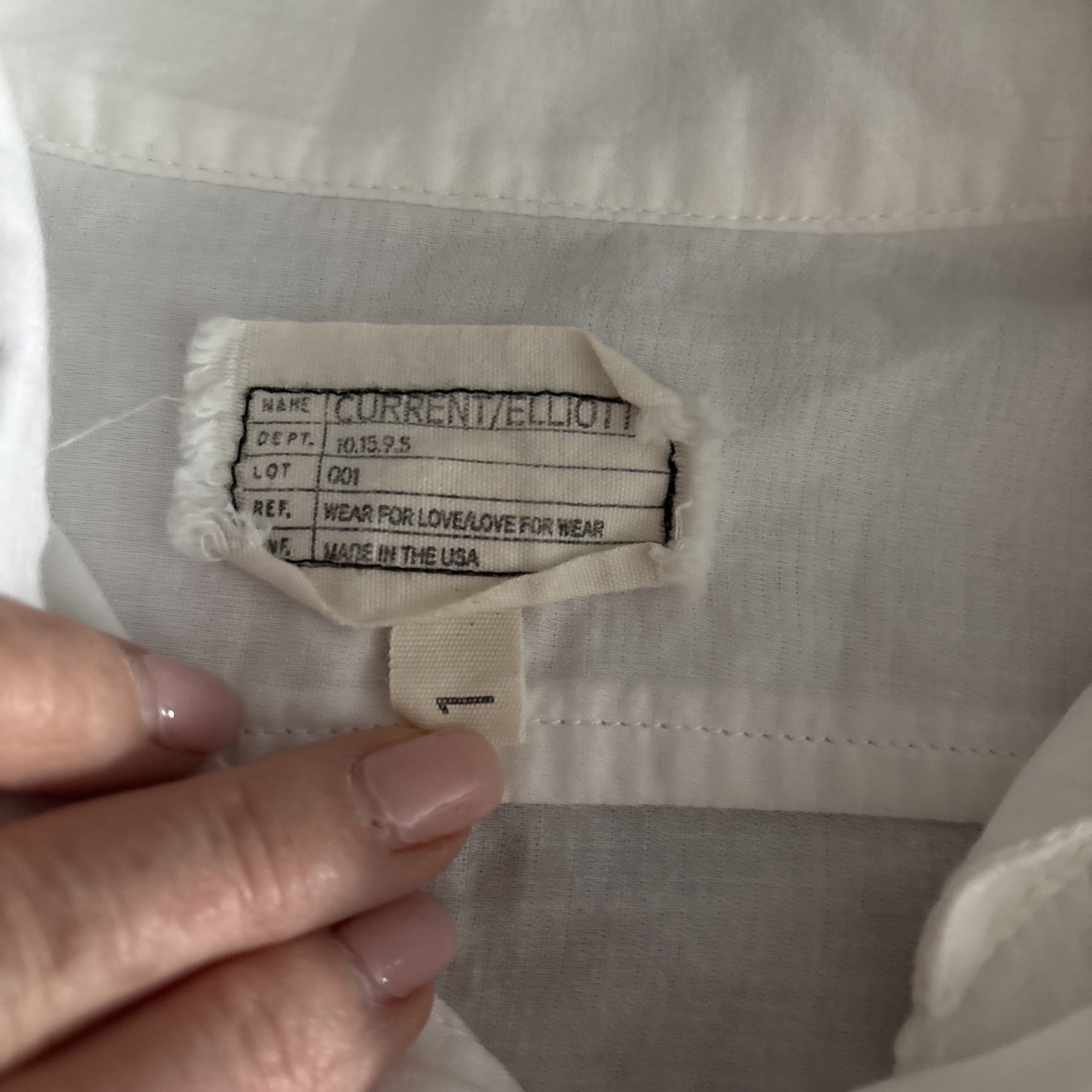 Current/Elliott Women’s White Shirt Size Large 100% Cotton Made In USA