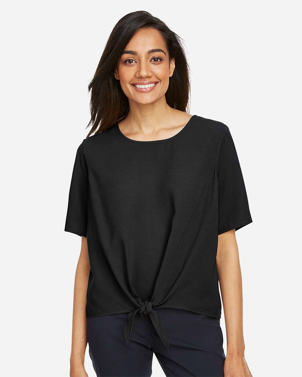 🔥 Devon & Jones Women Perfect Fit Tie Front Blouse Shirt Up To 3XL DP617W